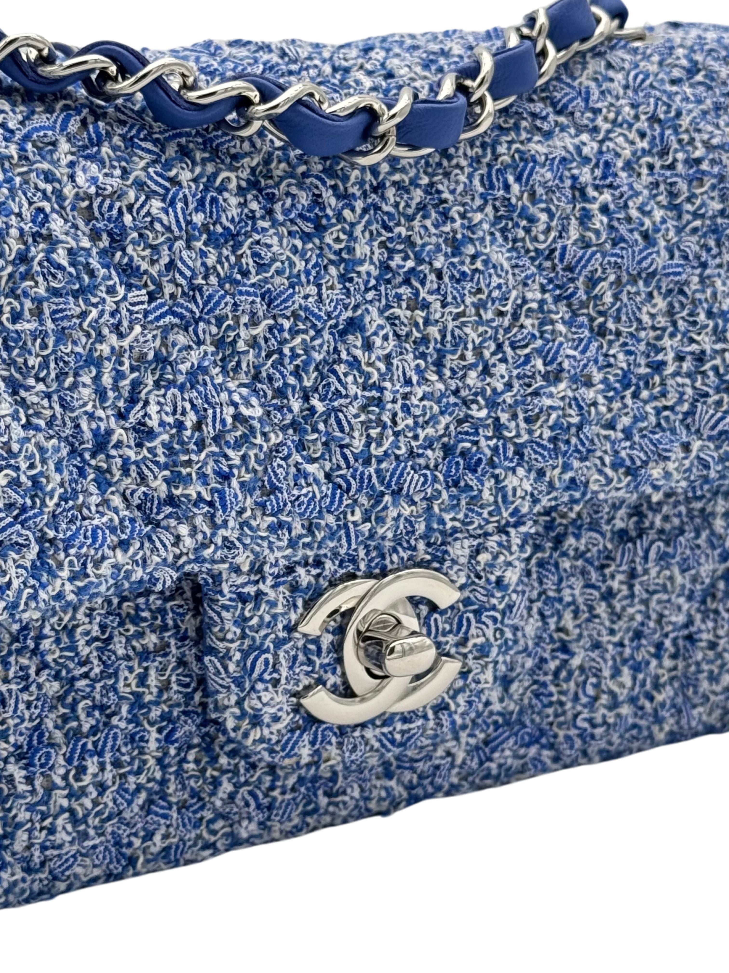 Chanel Classic Mini Rectangle Blue Tweed