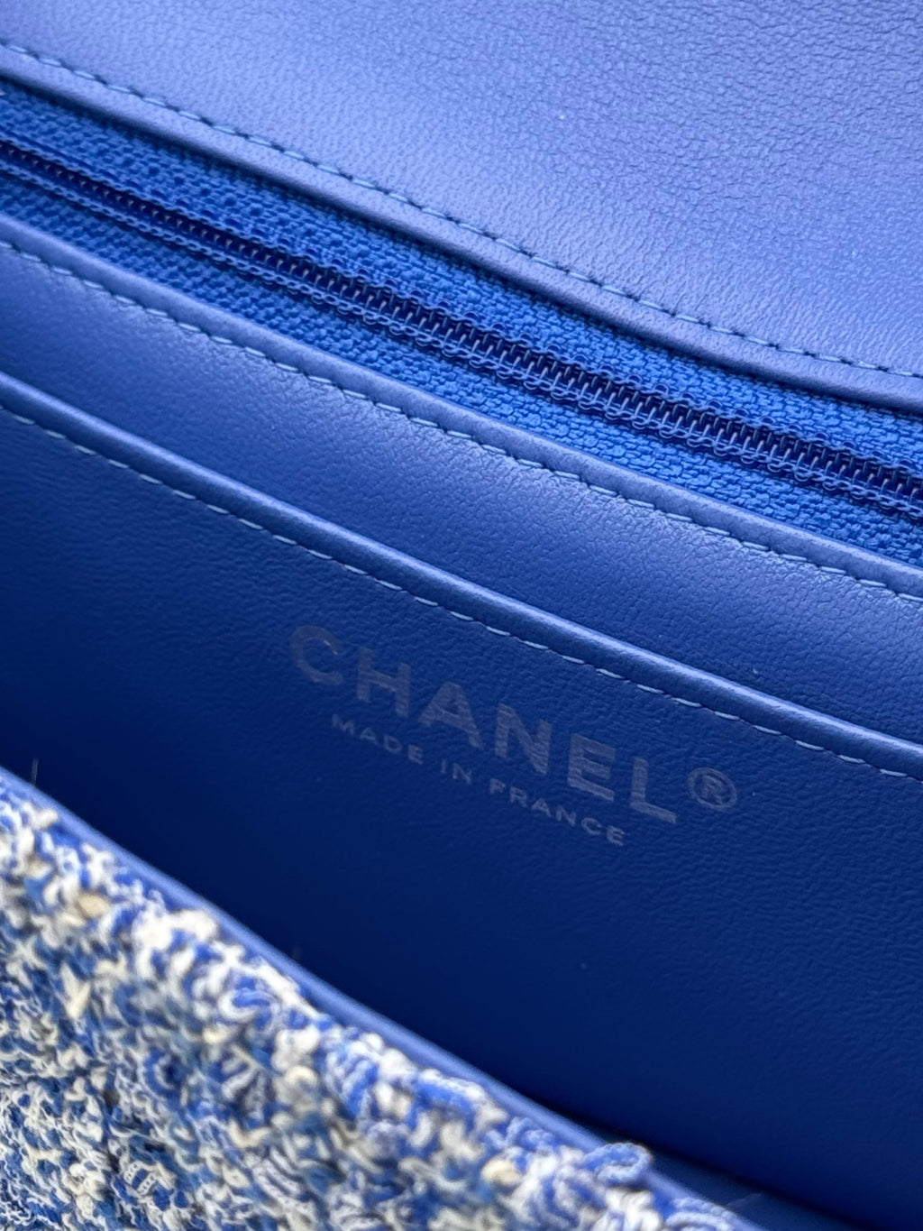 Chanel Classic Mini Rectangle Blue Tweed