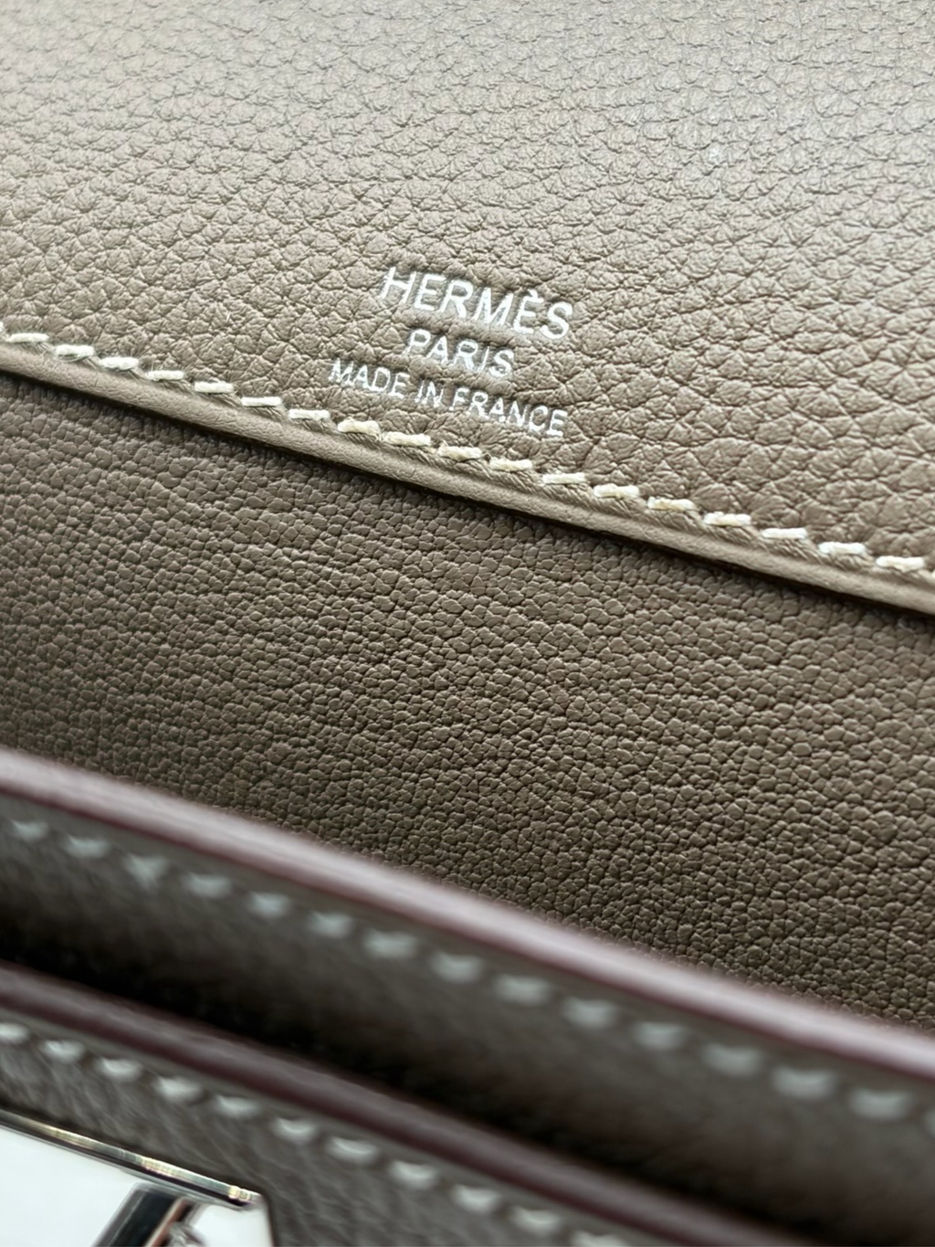Hermès Kelly Dépêches 25 Togo Etoupe Palladium Hardware
