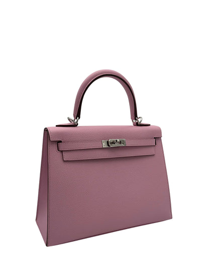 Hermès Kelly 25 Epsom Mauve Sylvester Palladium Hardware
