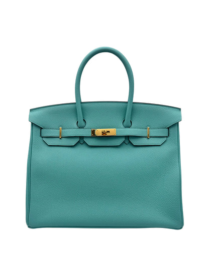 Bag Hermes Birkin 35 Togo Blue Atoll Gold Hardware - Bolso marron herraje dorado.