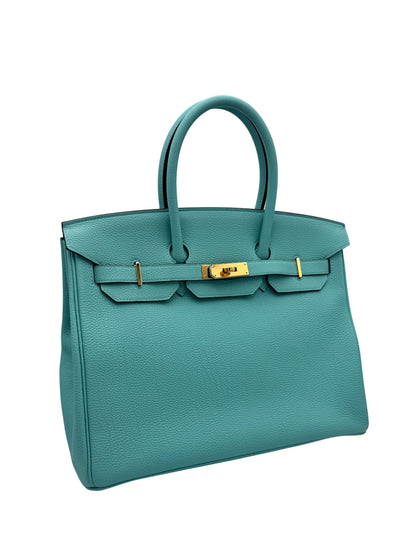 Hermès Birkin 35 Togo Blue Atoll Gold Hardware