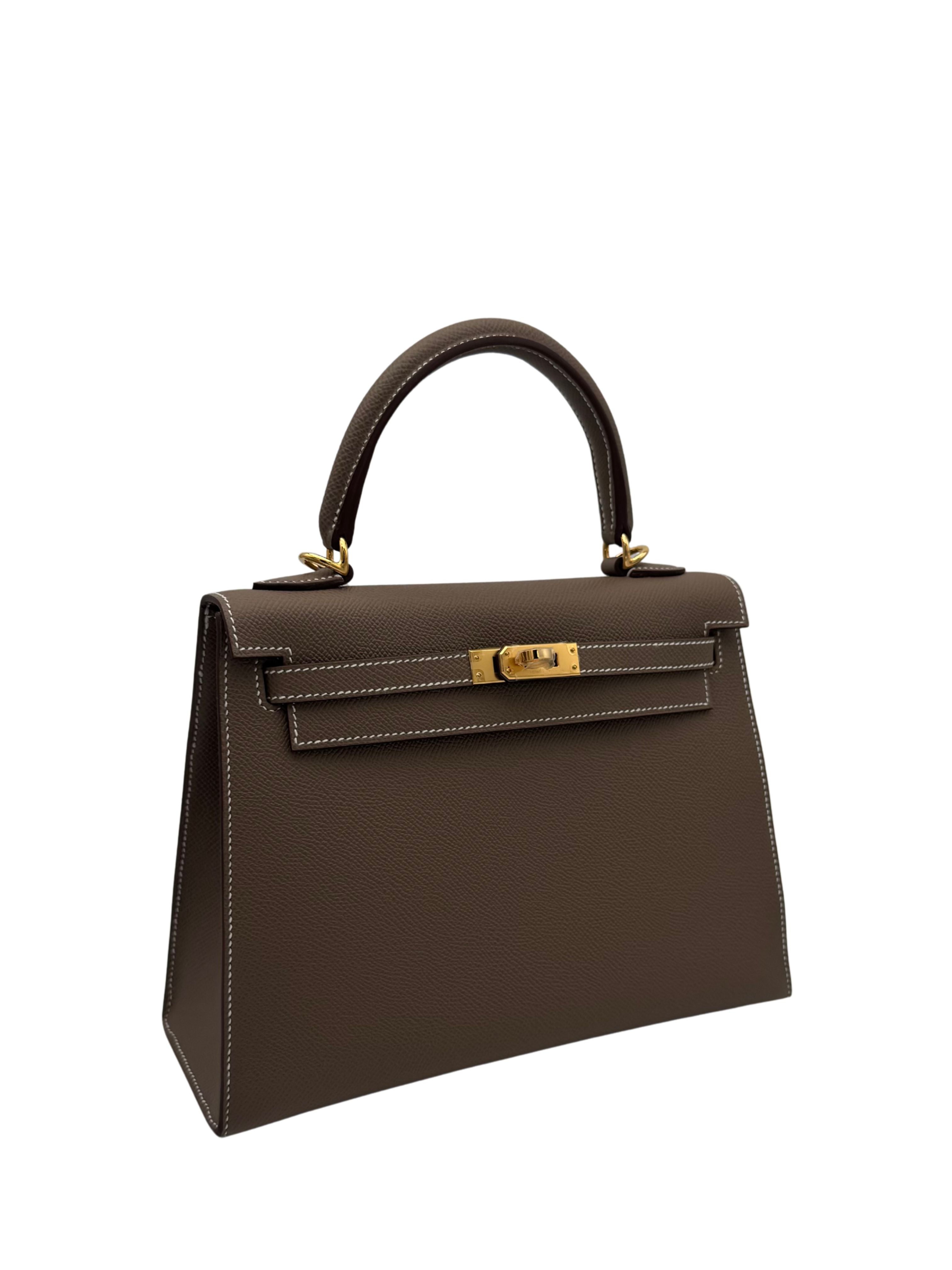 Hermès Kelly 25 Epsom Etoupe Gold Hardware