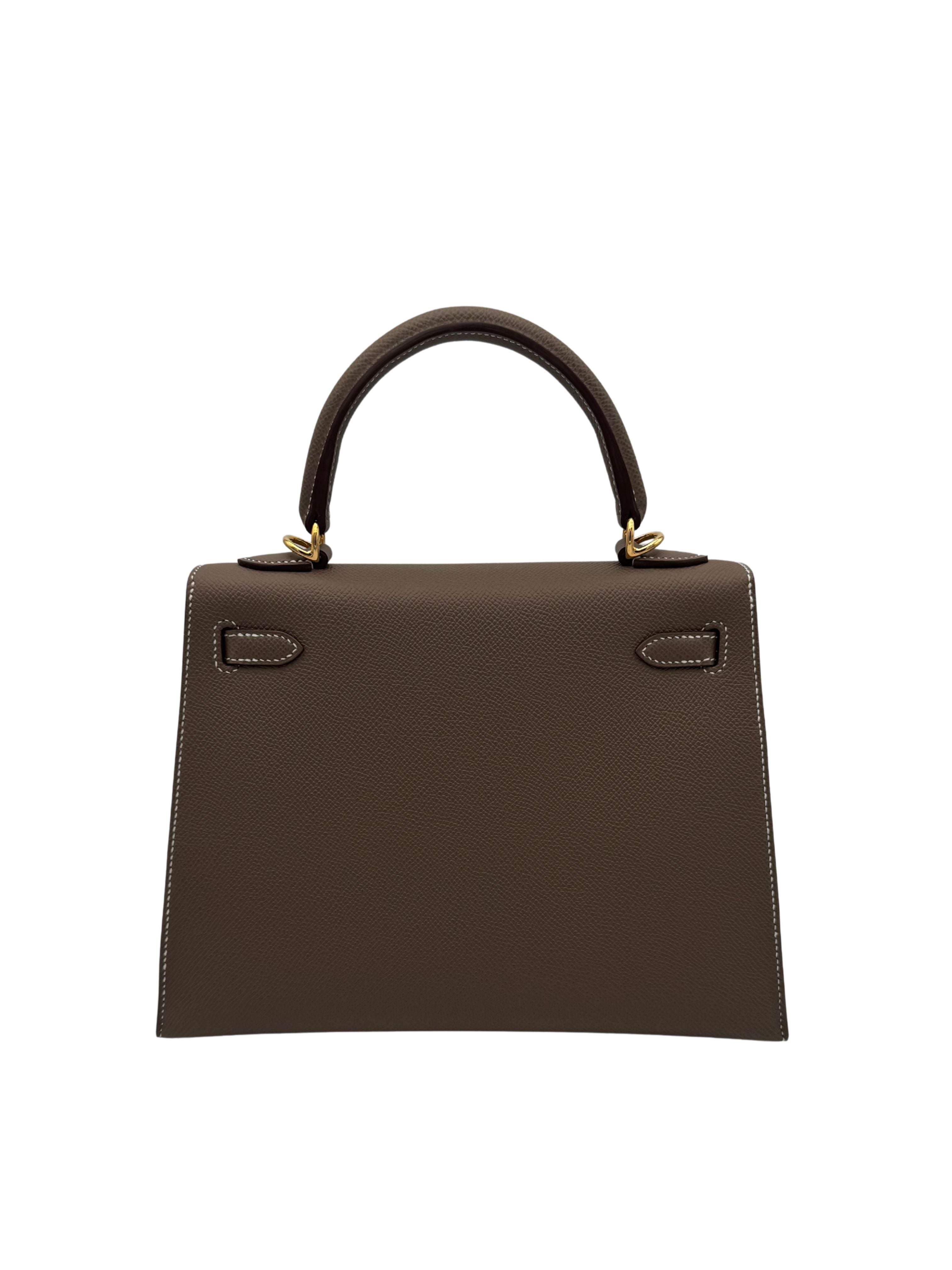 Hermès Kelly 25 Epsom Etoupe Gold Hardware