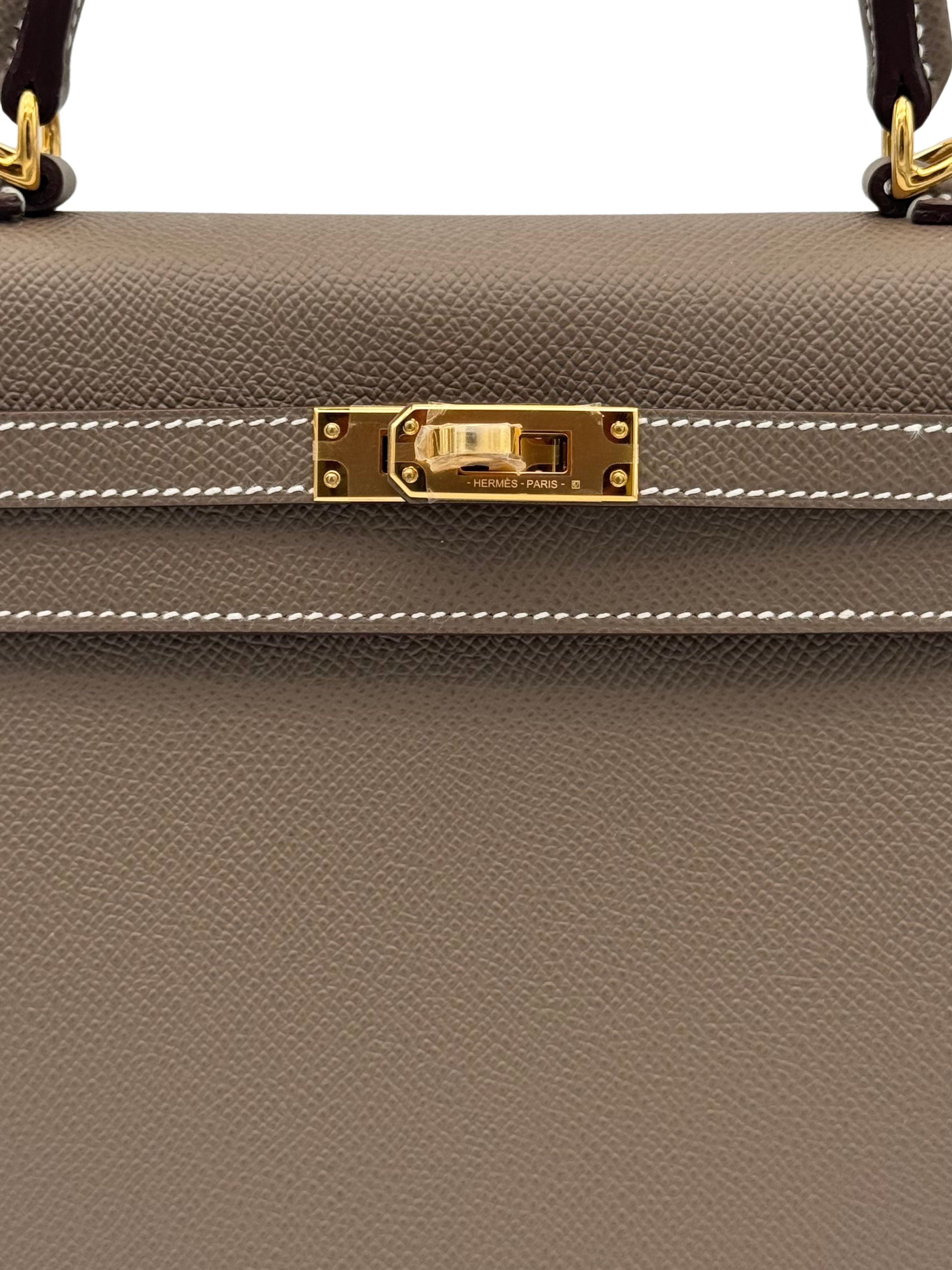Hermès Kelly 25 Epsom Etoupe Gold Hardware