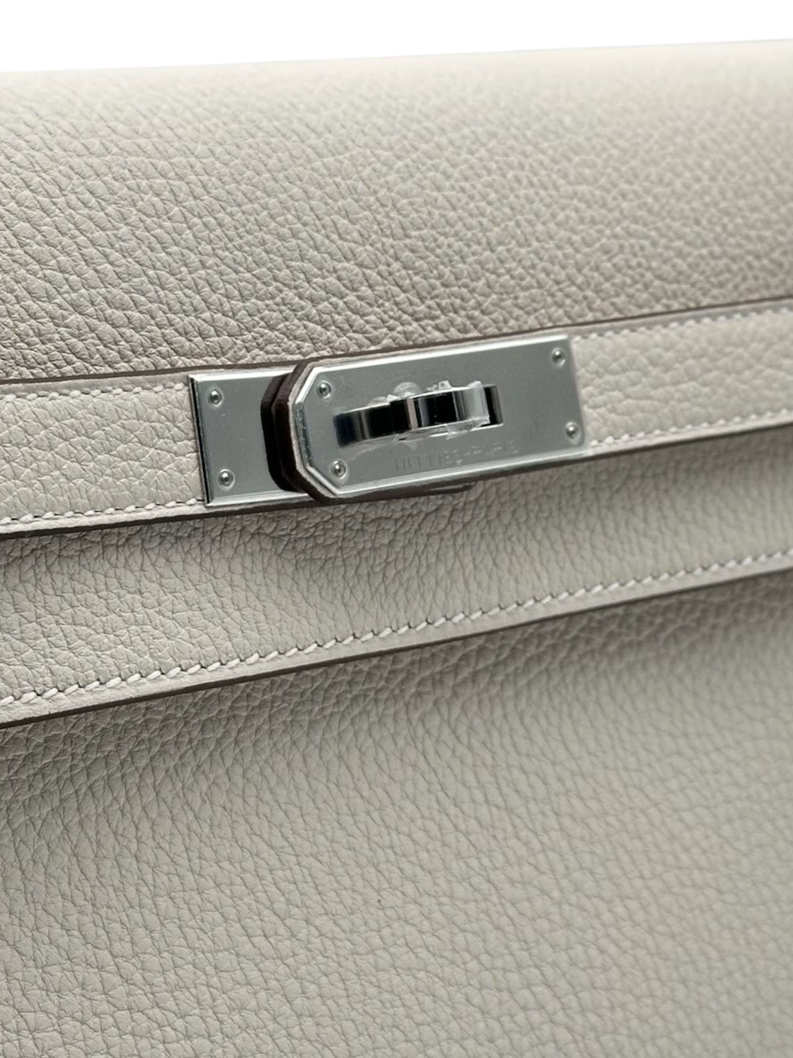 Hermès Kelly Dépêches 25 HSS Togo Gold/Craie