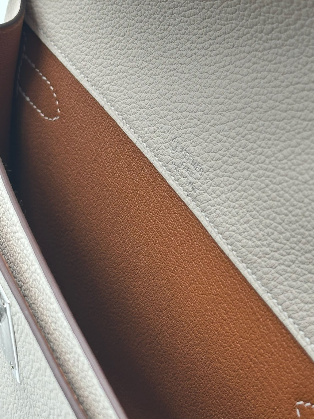 Hermès Kelly Dépêches 25 HSS Togo Gold/Craie