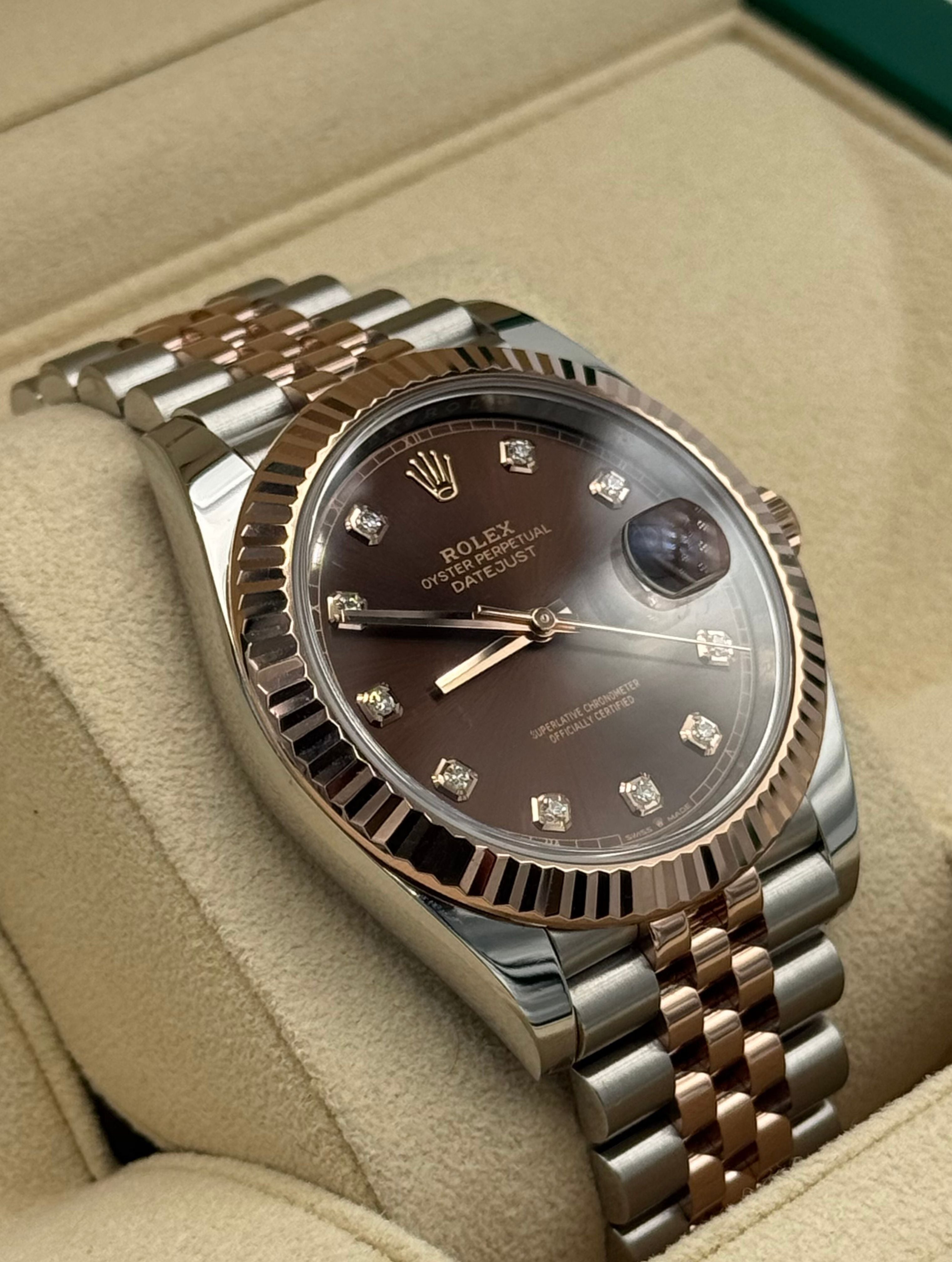 Rolex Datejust 41mm Steel/R. Gold Chocolate Diamonds