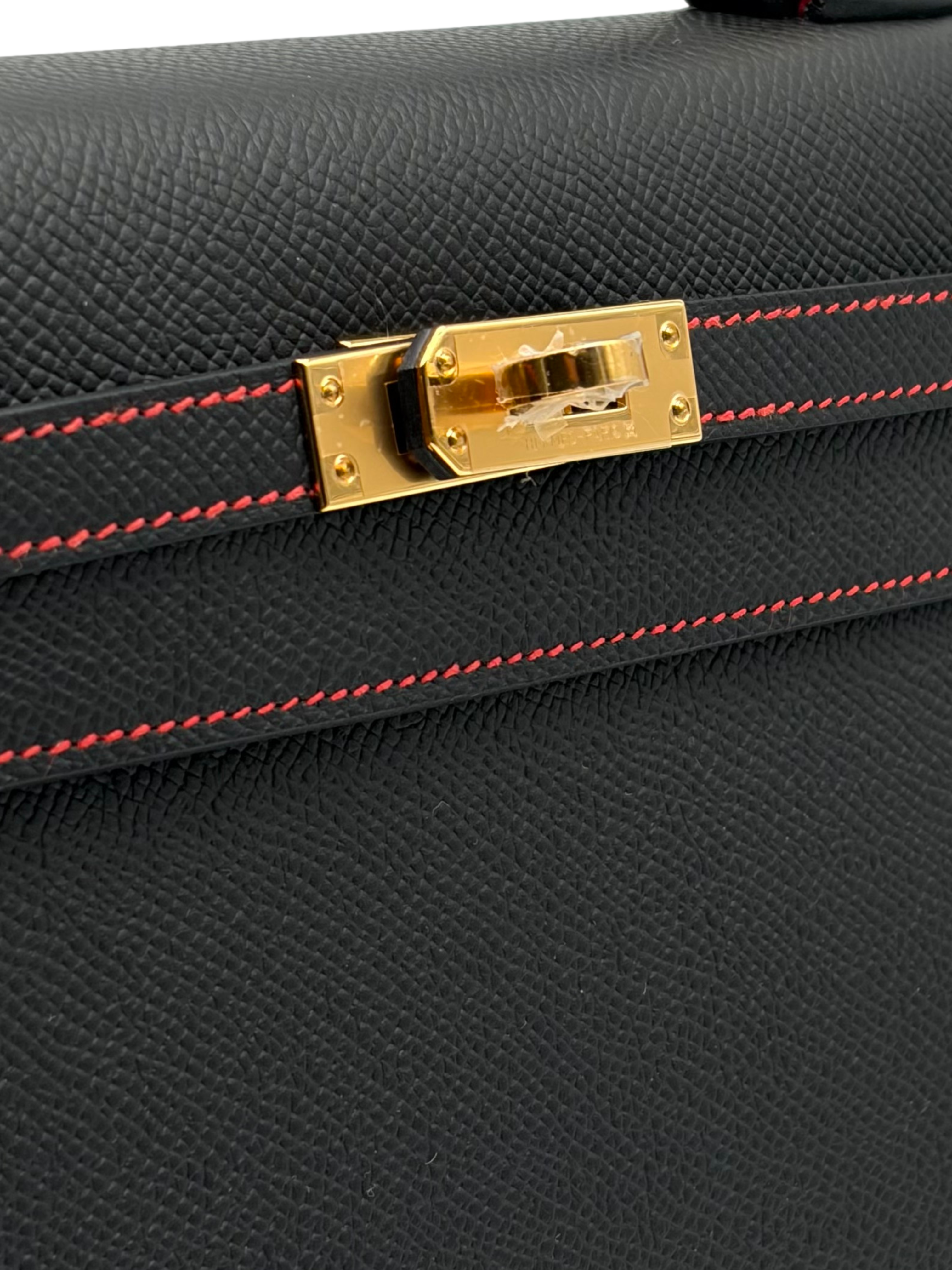 Hermès Kelly 25 HSS Epsom Black/Rouge De Coeur