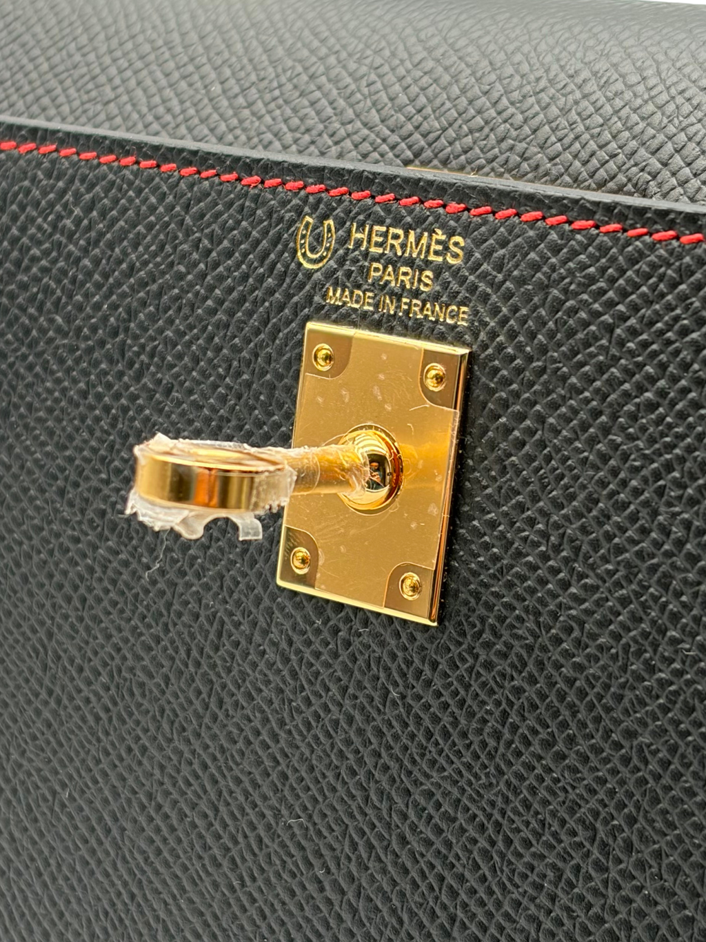 Hermès Kelly 25 HSS Epsom Black/Rouge De Coeur