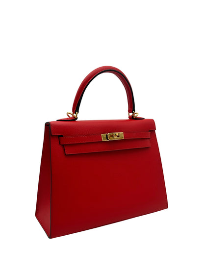 Hermès Kelly 25 HSS Epsom Rouge de Coeur / Blue Royal