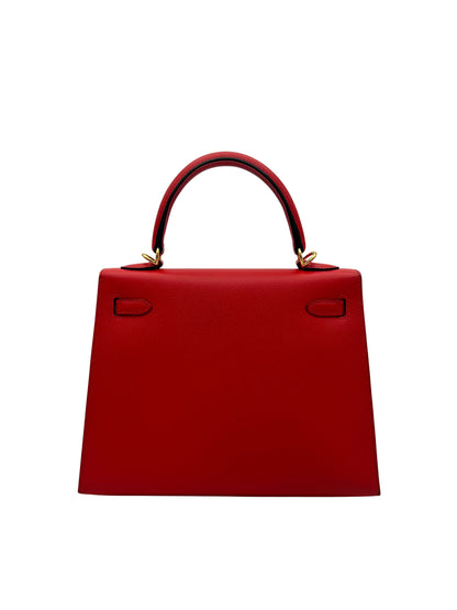 Hermès Kelly 25 HSS Epsom Rouge de Coeur / Blue Royal