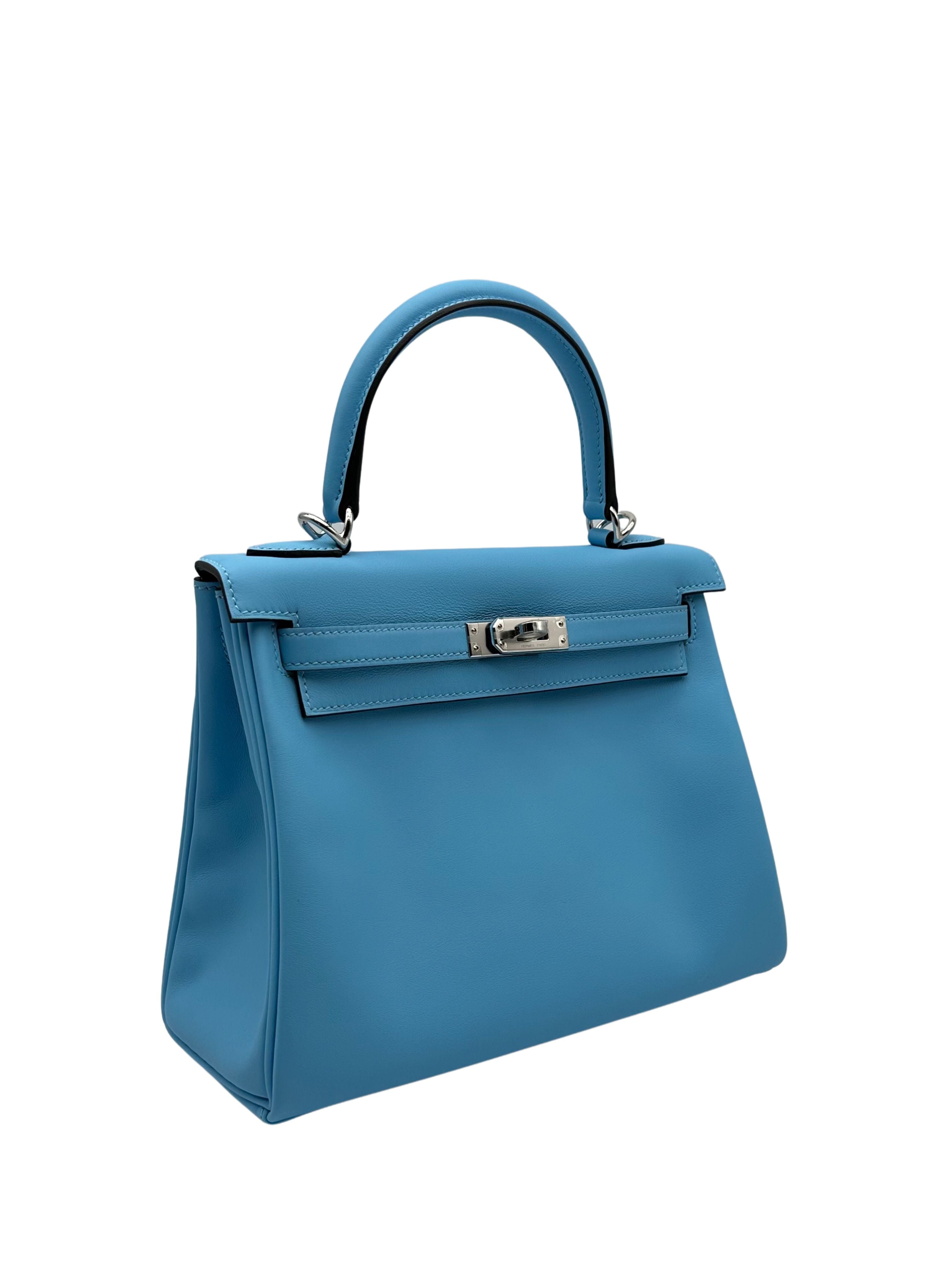 Hermès Kelly 25 Swift Celeste Palladium Hardware