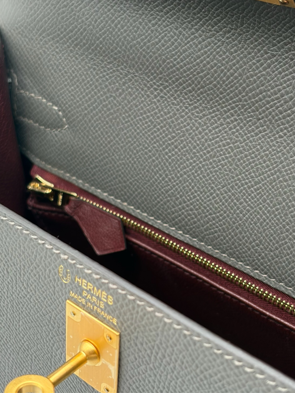 Hermès Kelly 25 HSS Epsom Gris Meyer/Rouge