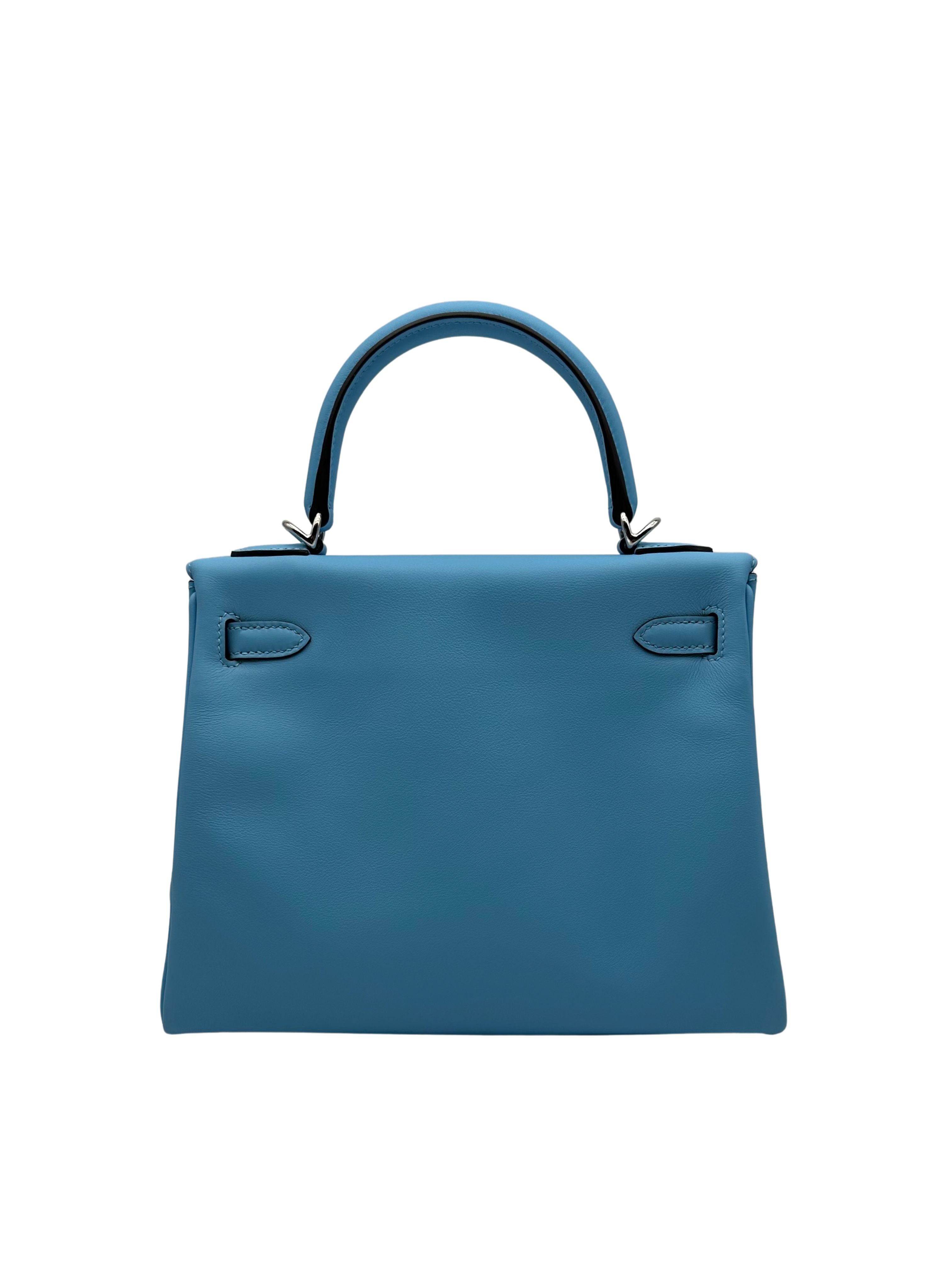 Hermès Kelly 25 Swift Celeste Palladium Hardware