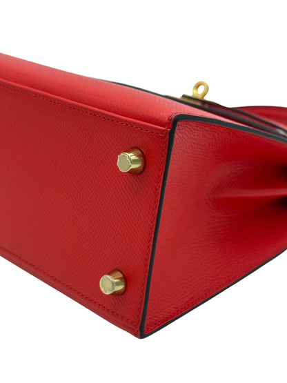 Hermès Kelly 25 HSS Epsom Rouge de Coeur / Blue Royal