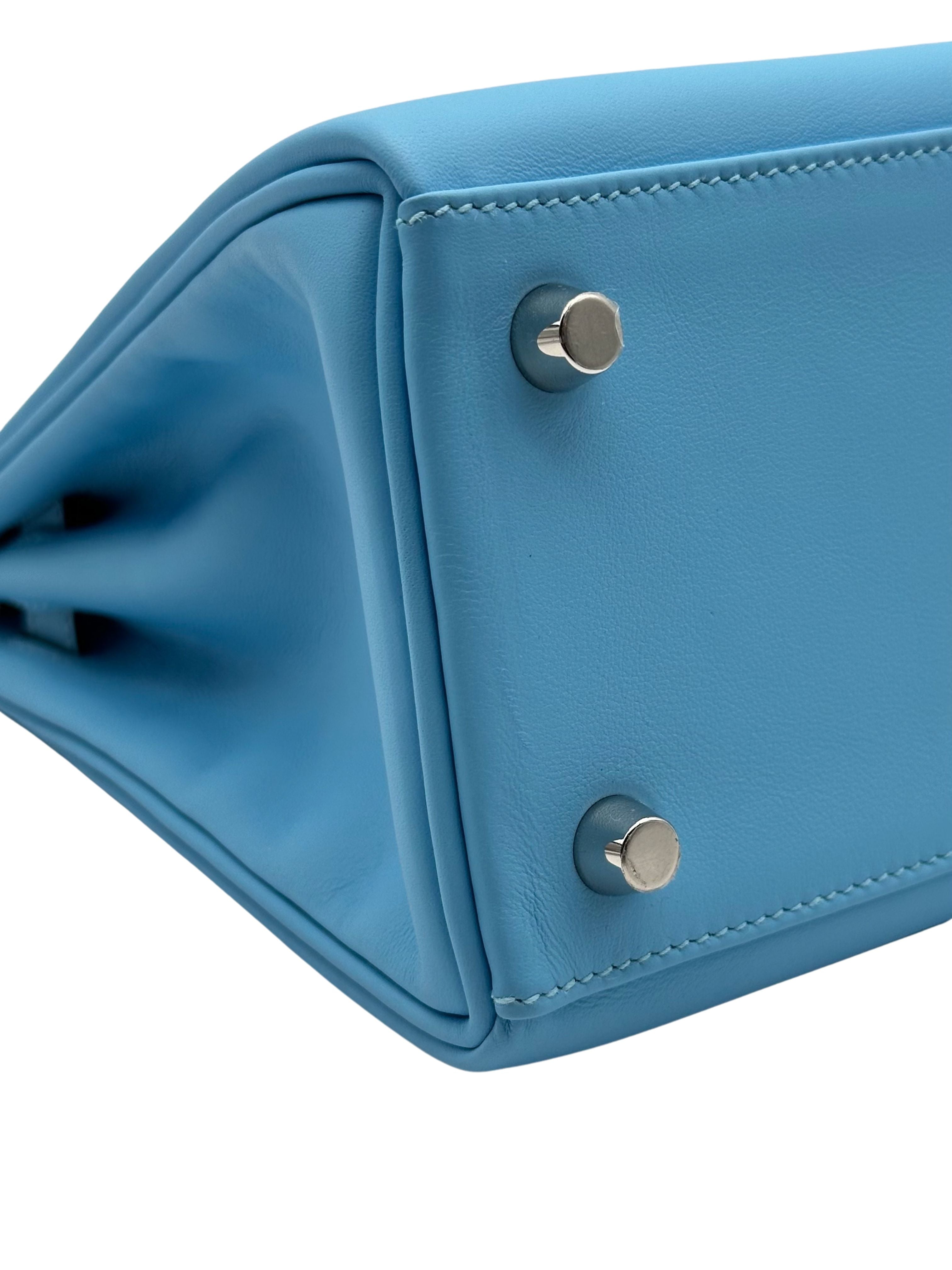 Hermès Kelly 25 Swift Celeste Palladium Hardware