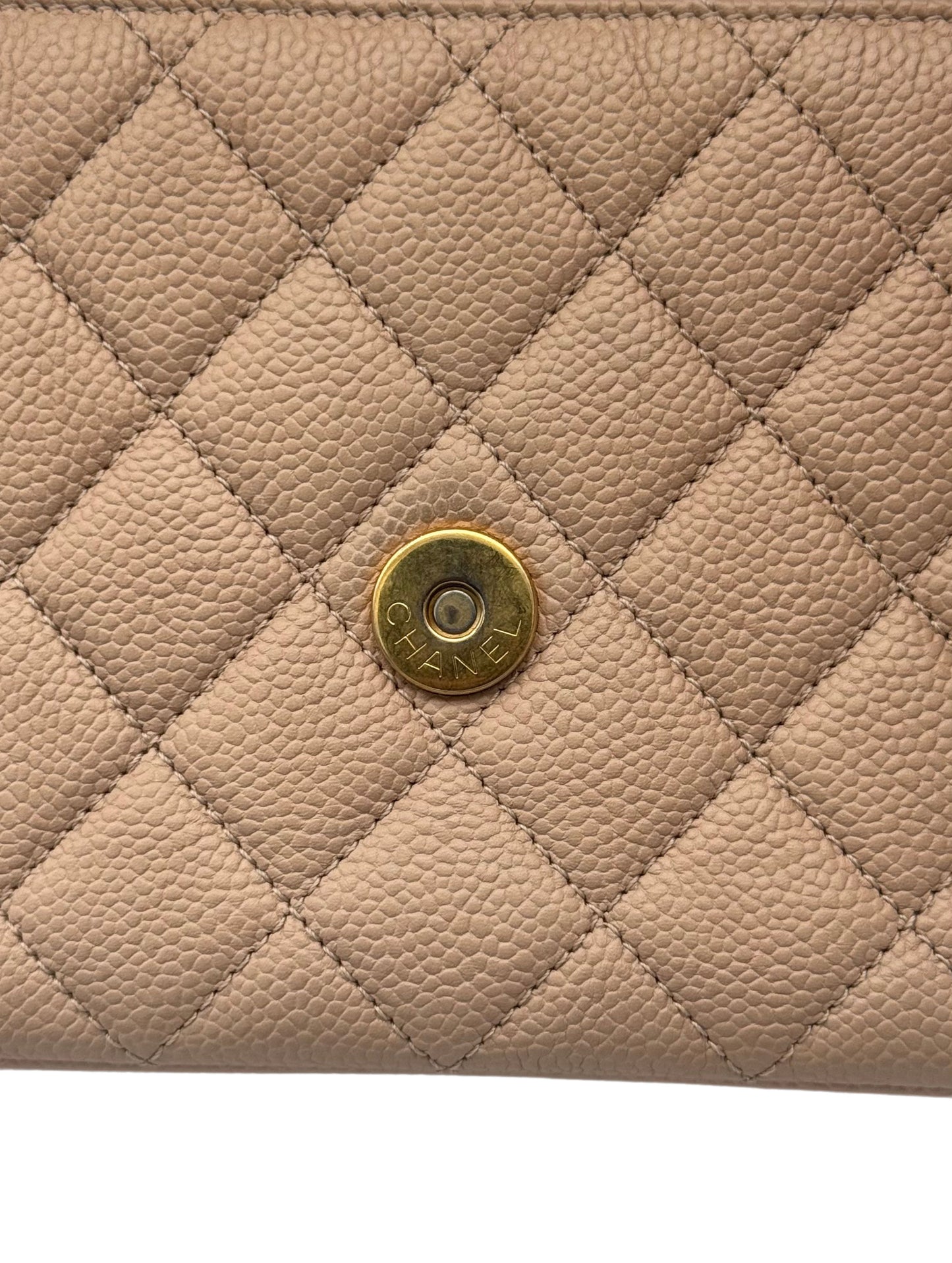 Chanel CC Filigree Caviar Pink Gold Tone-Metal