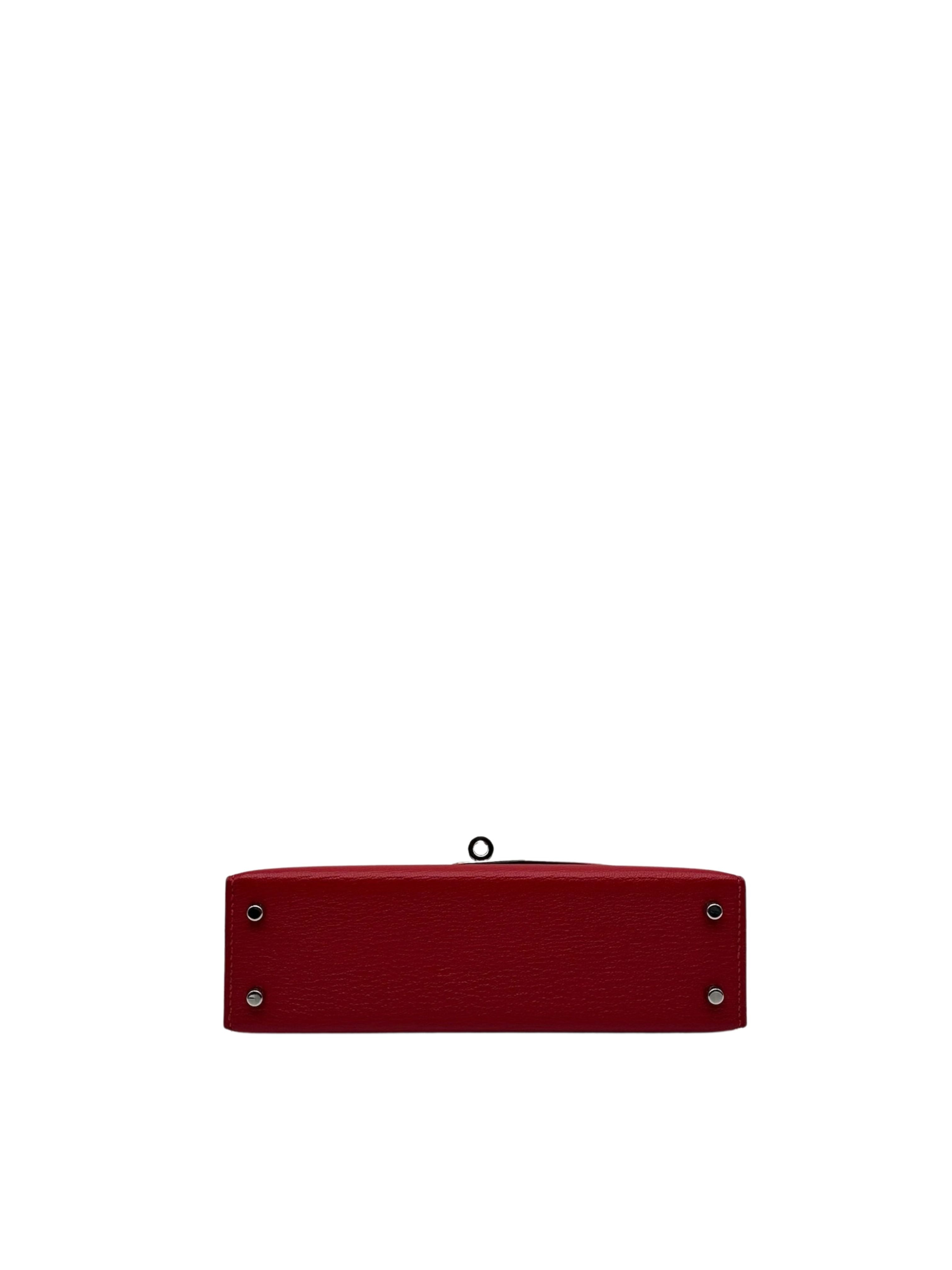 Hermès Kelly Mini Chèvre Rouge Casaque/Pink Palladium Hardware