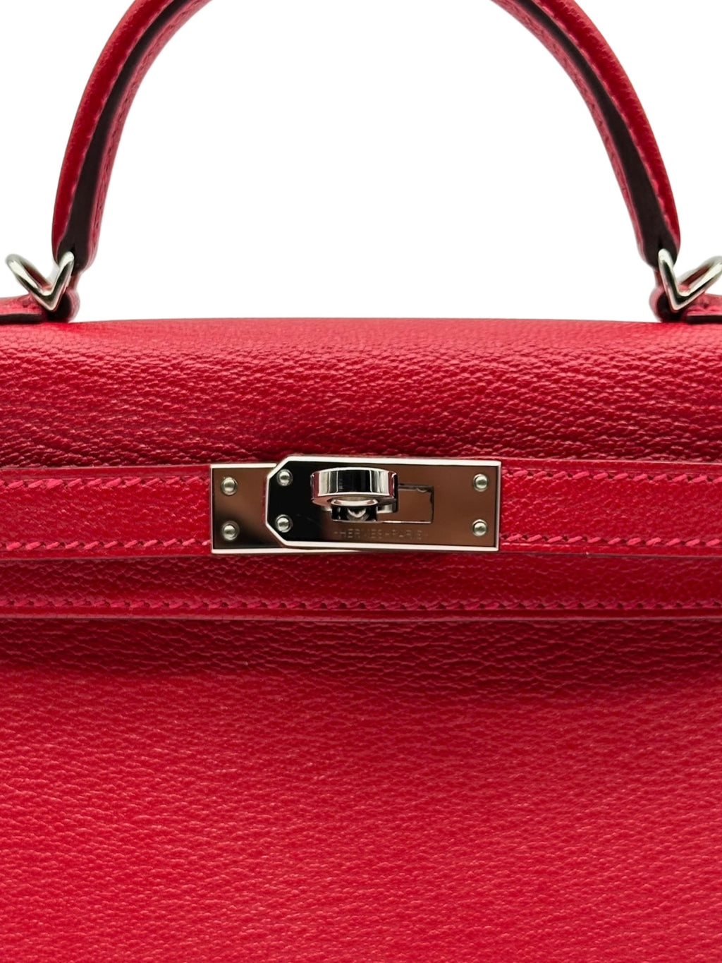 Hermès Kelly Mini Chèvre Rouge Casaque/Pink Palladium Hardware