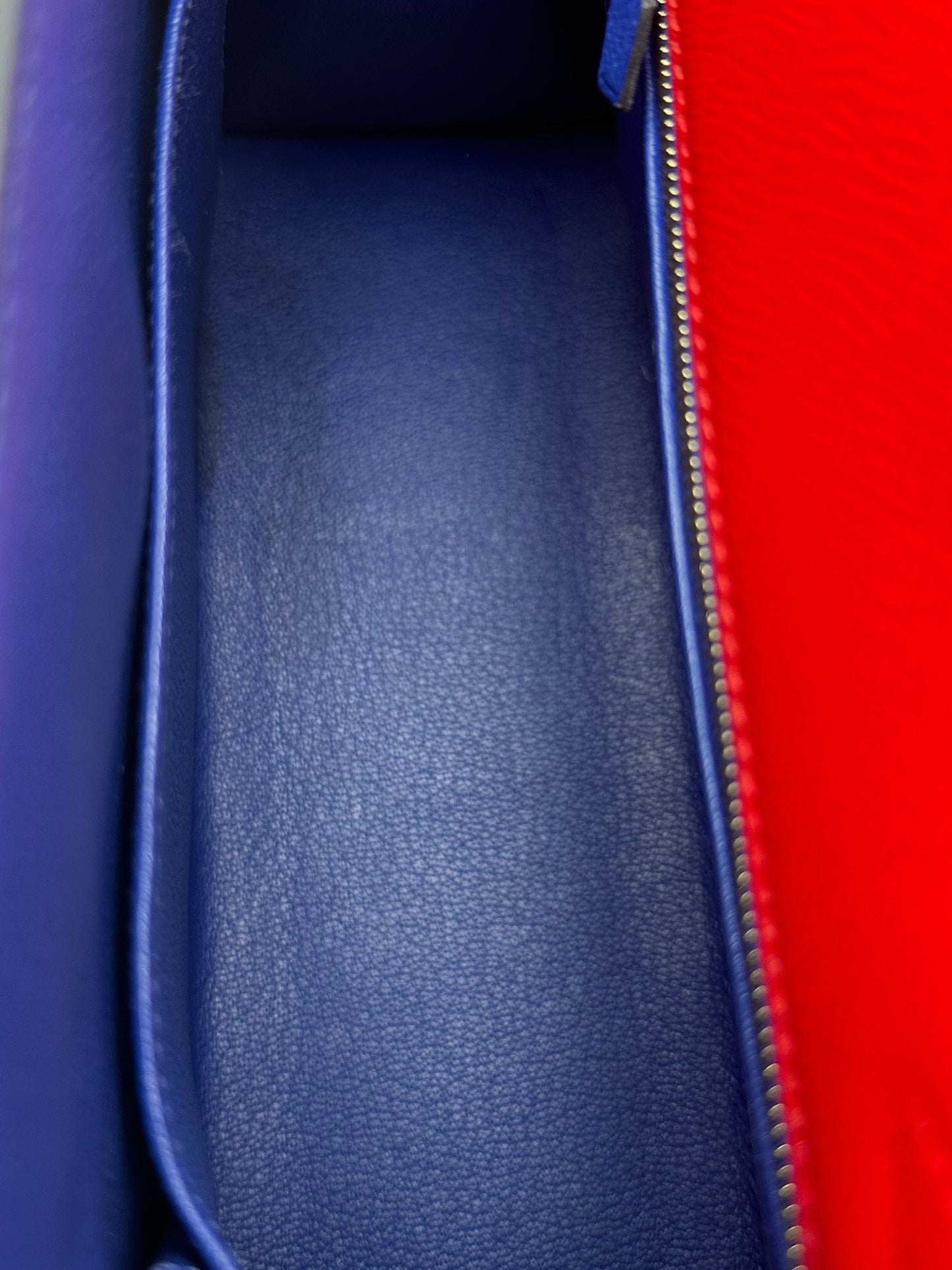Hermès Kelly 25 HSS Epsom Rouge de Coeur / Blue Royal
