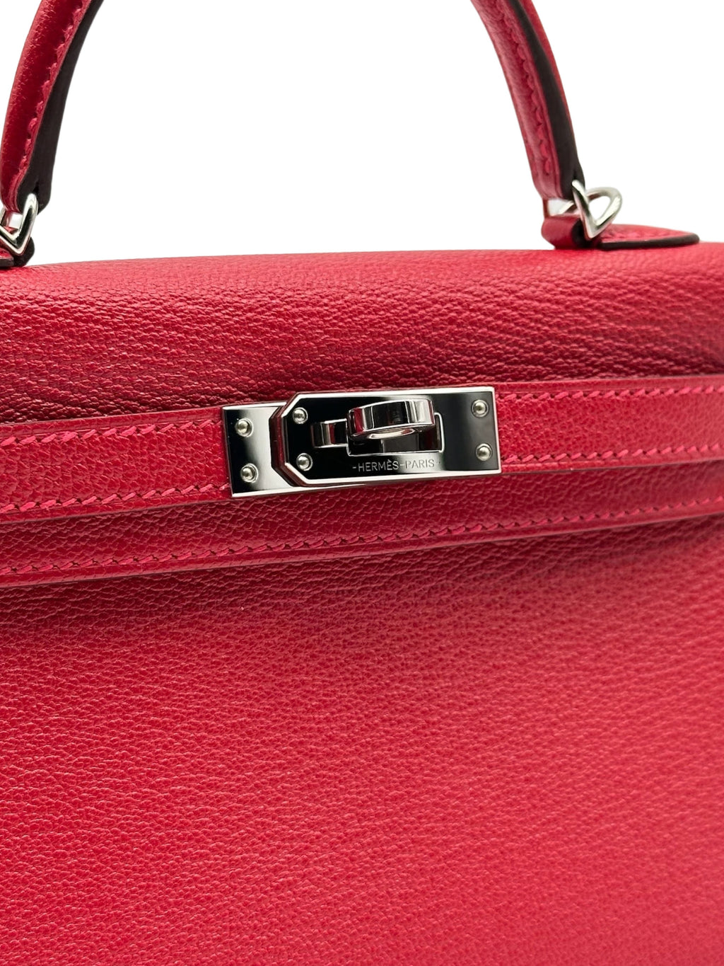 Hermès Kelly Mini Chèvre Rouge Casaque/Pink Palladium Hardware