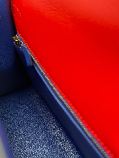 Hermès Kelly 25 HSS Epsom Rouge de Coeur / Blue Royal