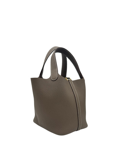 Hermès Picotin 18 Clemence Etoupe Gold Hardware