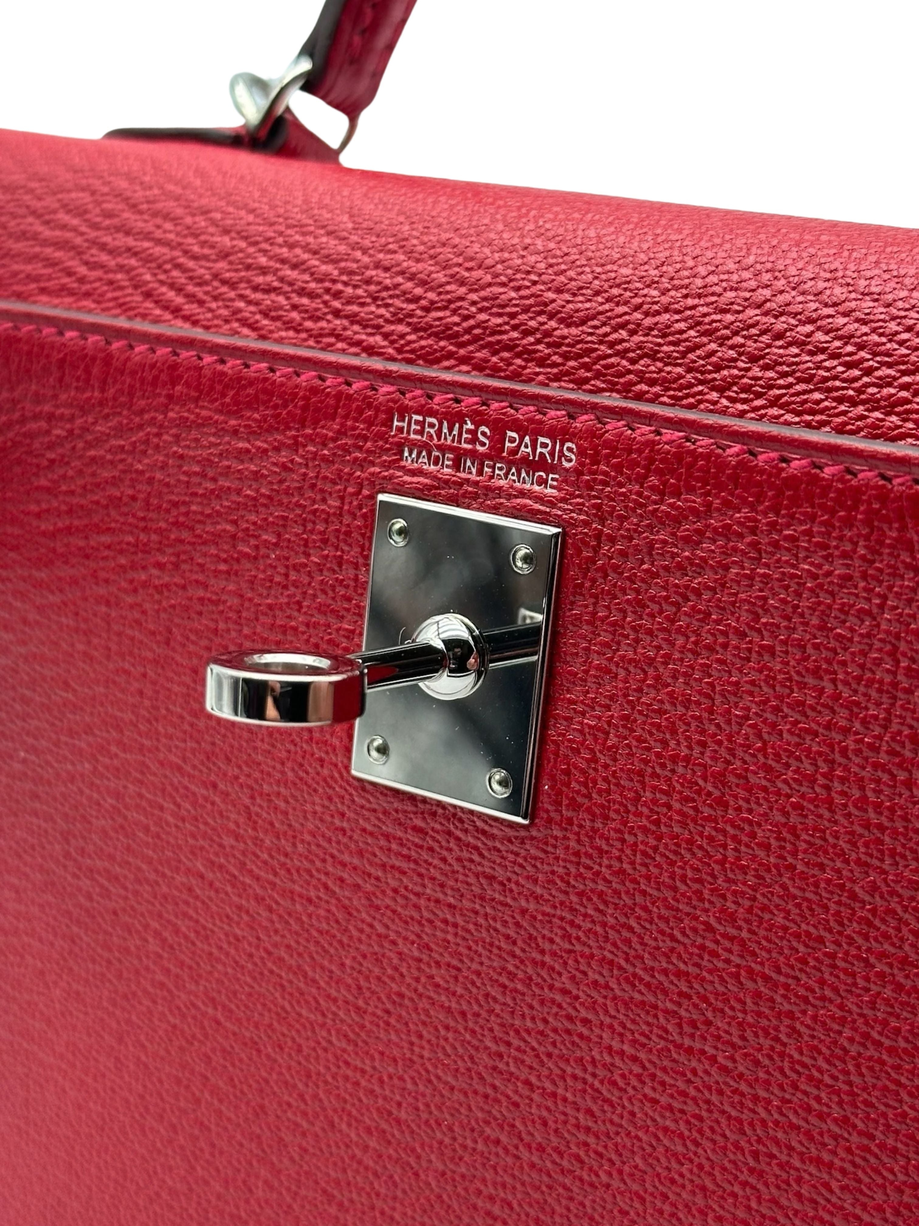 Hermès Kelly Mini Chèvre Rouge Casaque/Pink Palladium Hardware