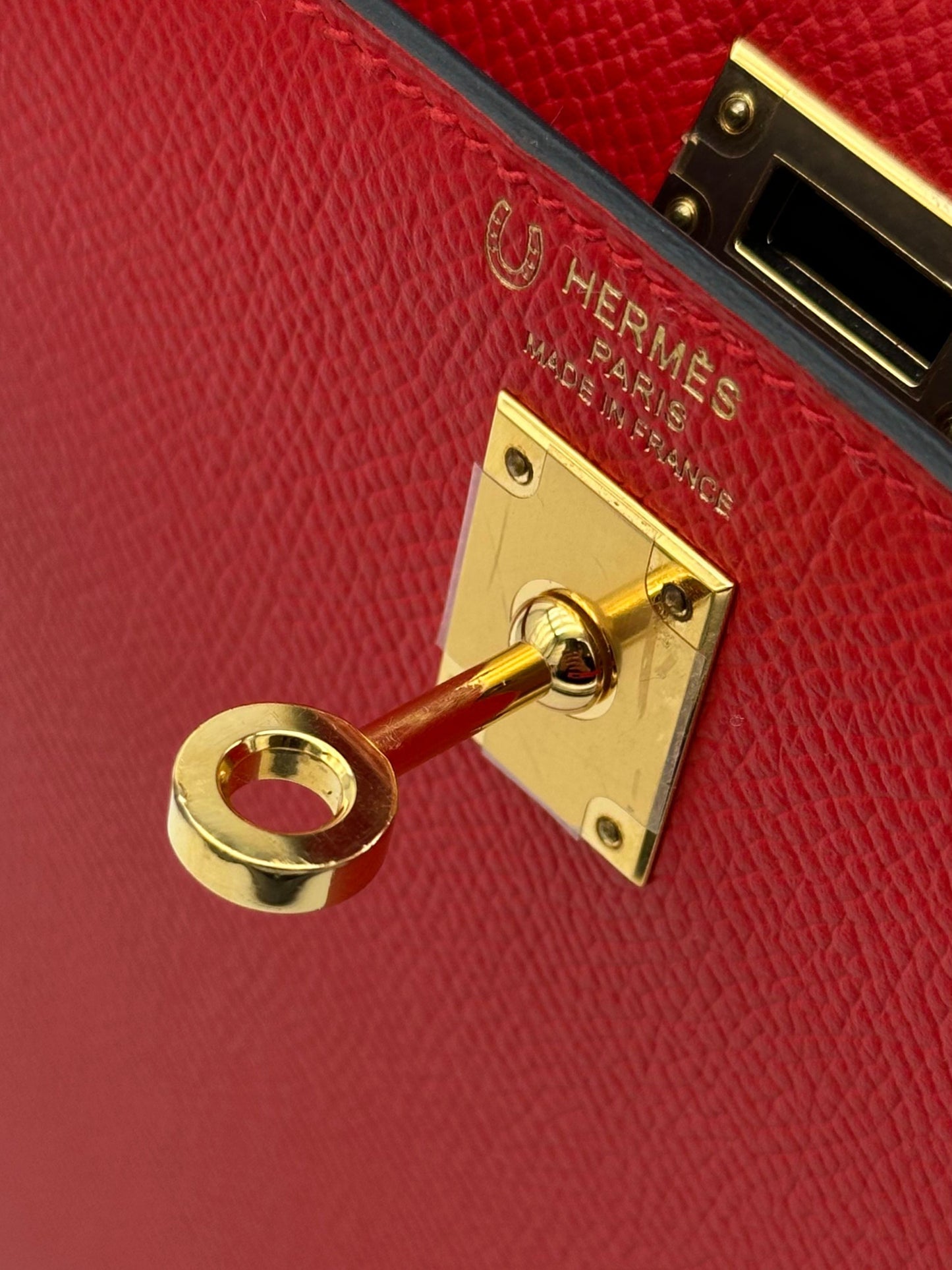 Hermès Kelly 25 HSS Epsom Rouge de Coeur / Blue Royal