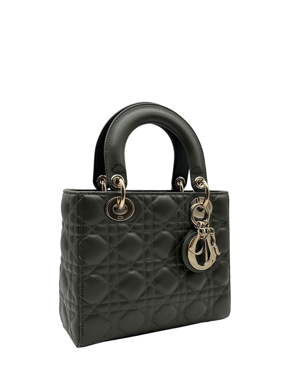 Dior Lady Small Lambskin Dark Green Gold Hardware