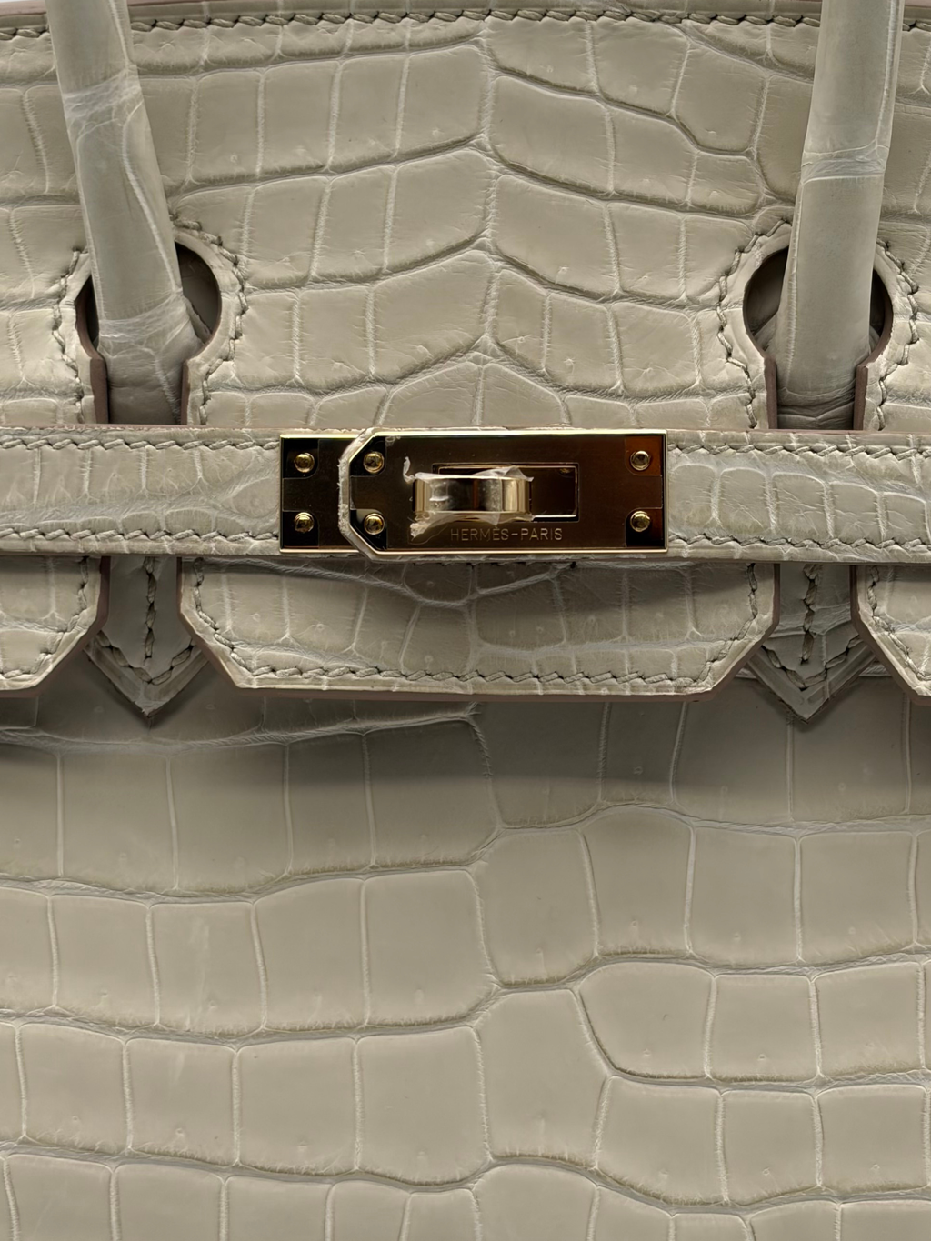 Hermès Birkin 25 Crocodile Porosus Beton Permabrass