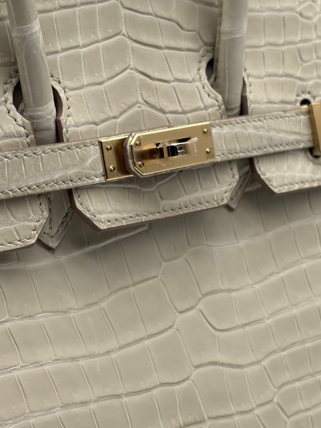 Hermès Birkin 25 Crocodile Porosus Beton Permabrass