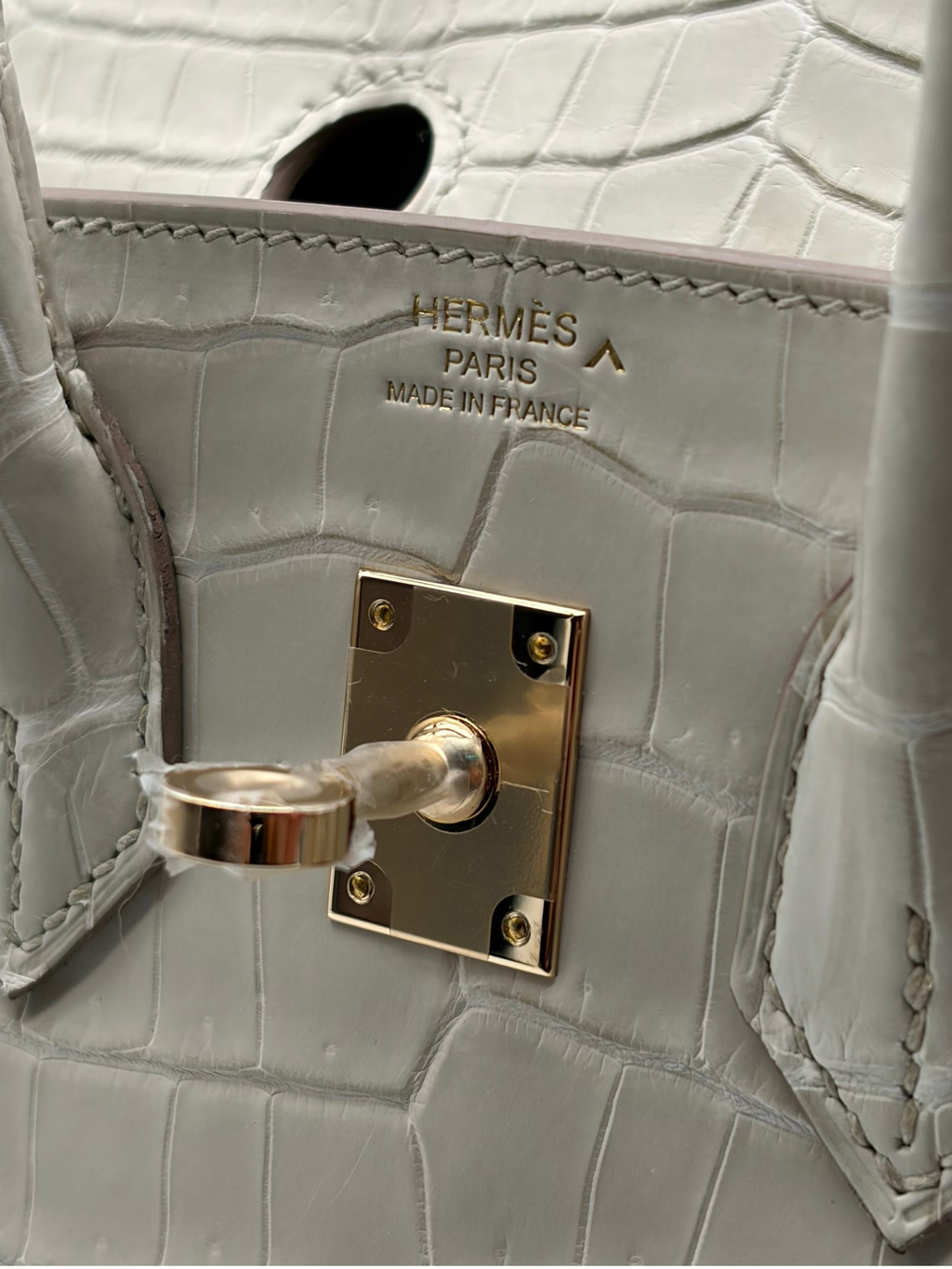 Hermès Birkin 25 Crocodile Porosus Beton Permabrass
