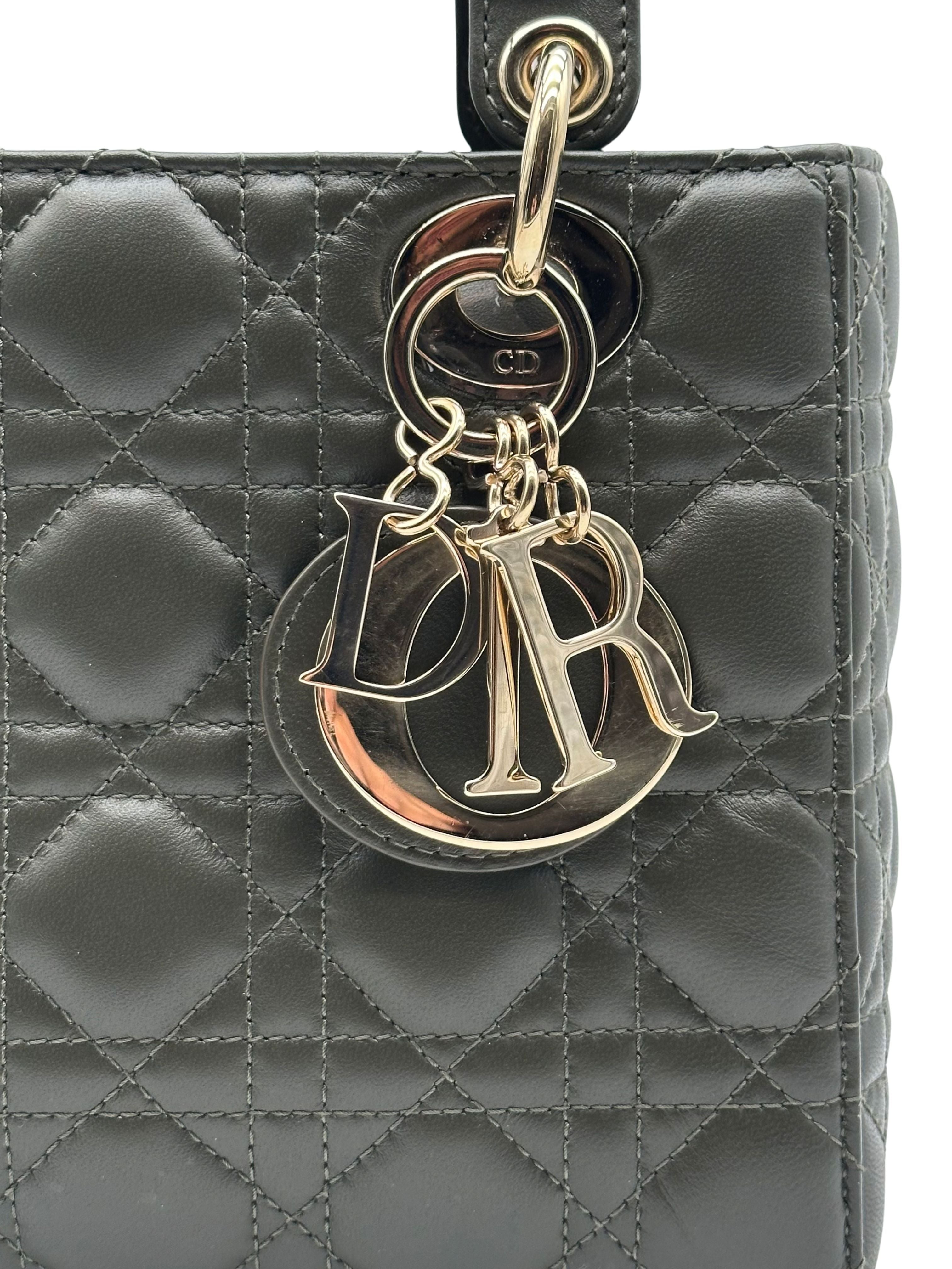 Dior Lady Small Lambskin Dark Green Gold Hardware