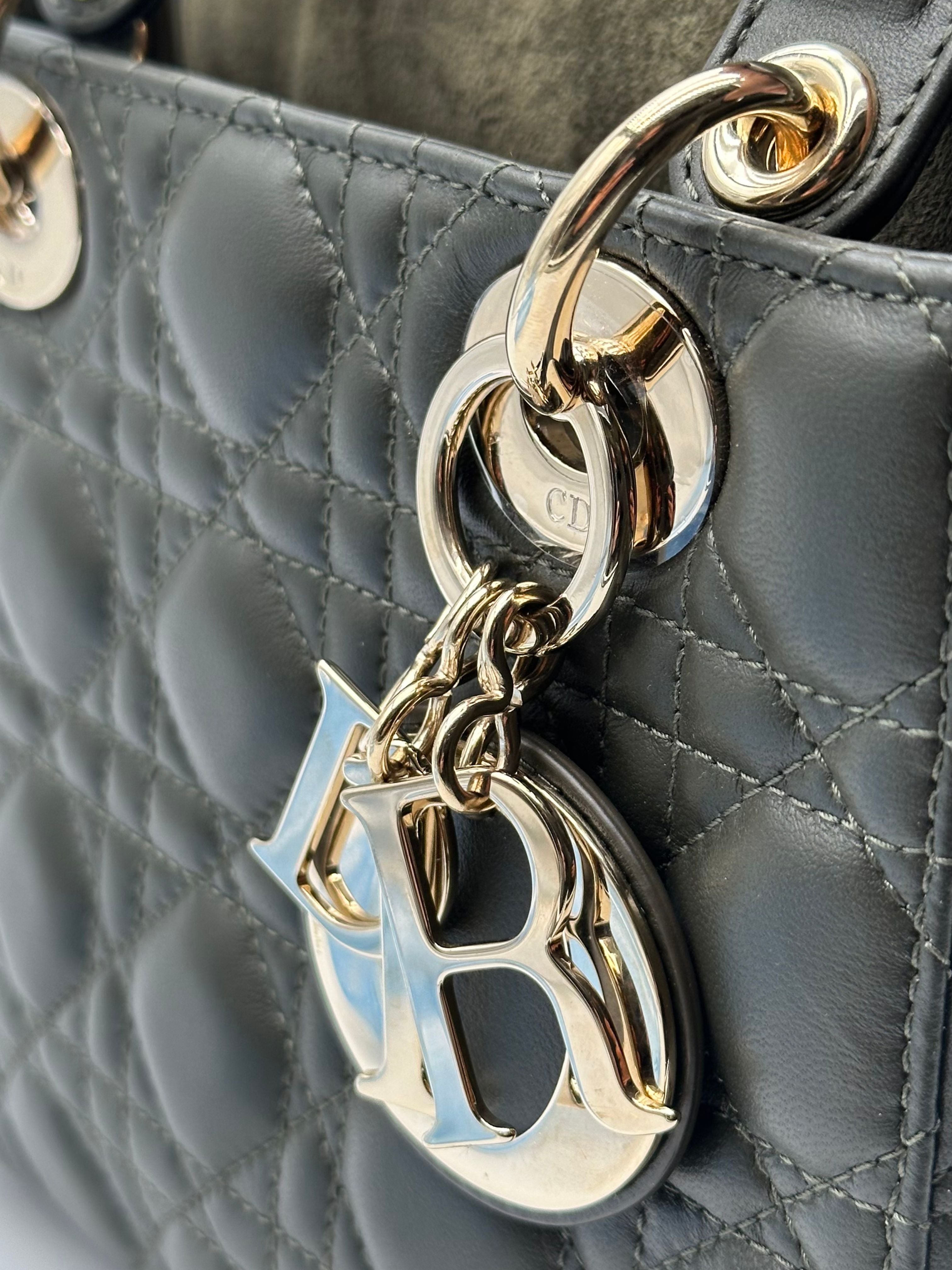 Dior Lady Small Lambskin Dark Green Gold Hardware