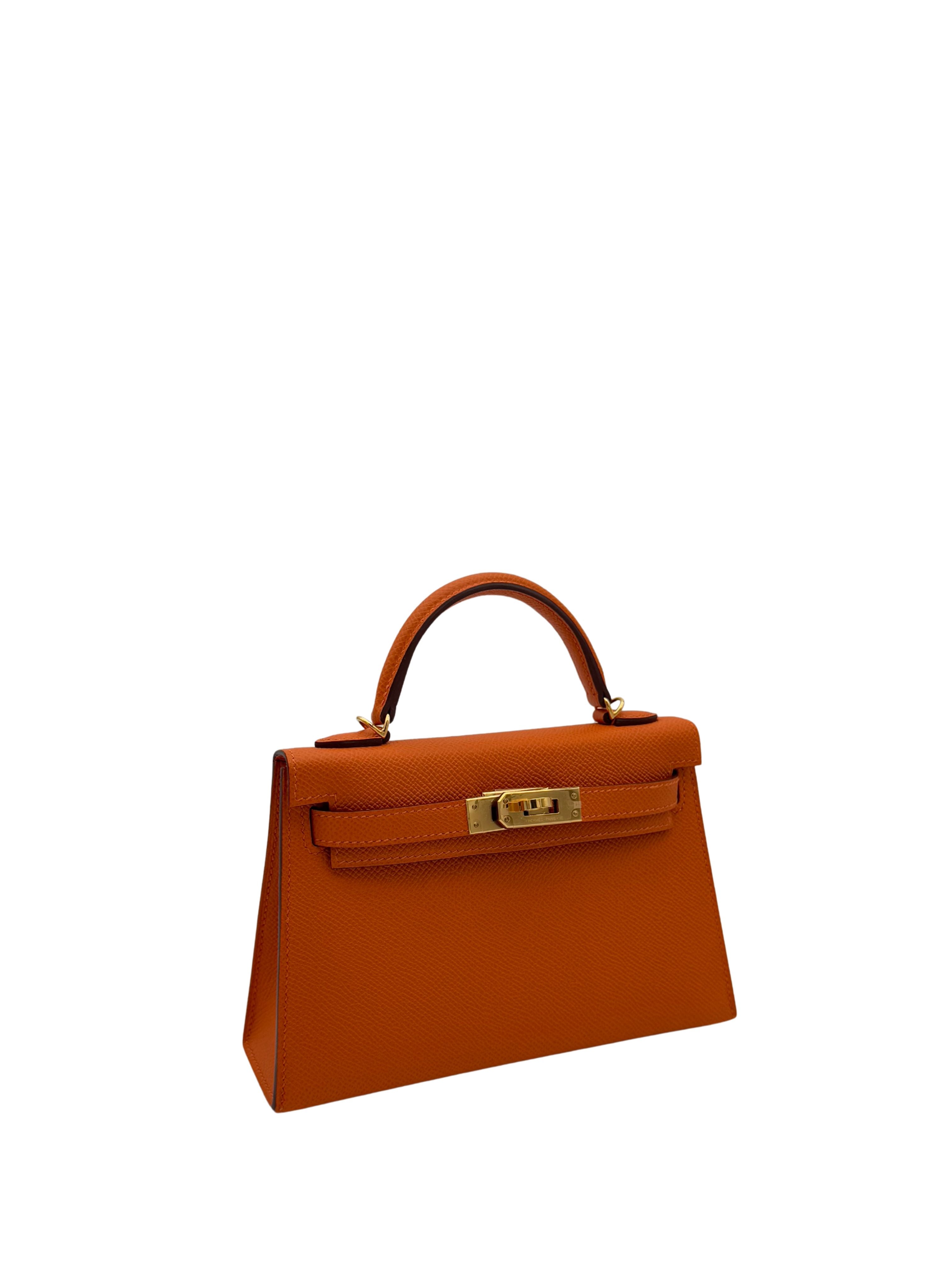 Hermès Kelly Mini Epsom Orange Gold Hardware