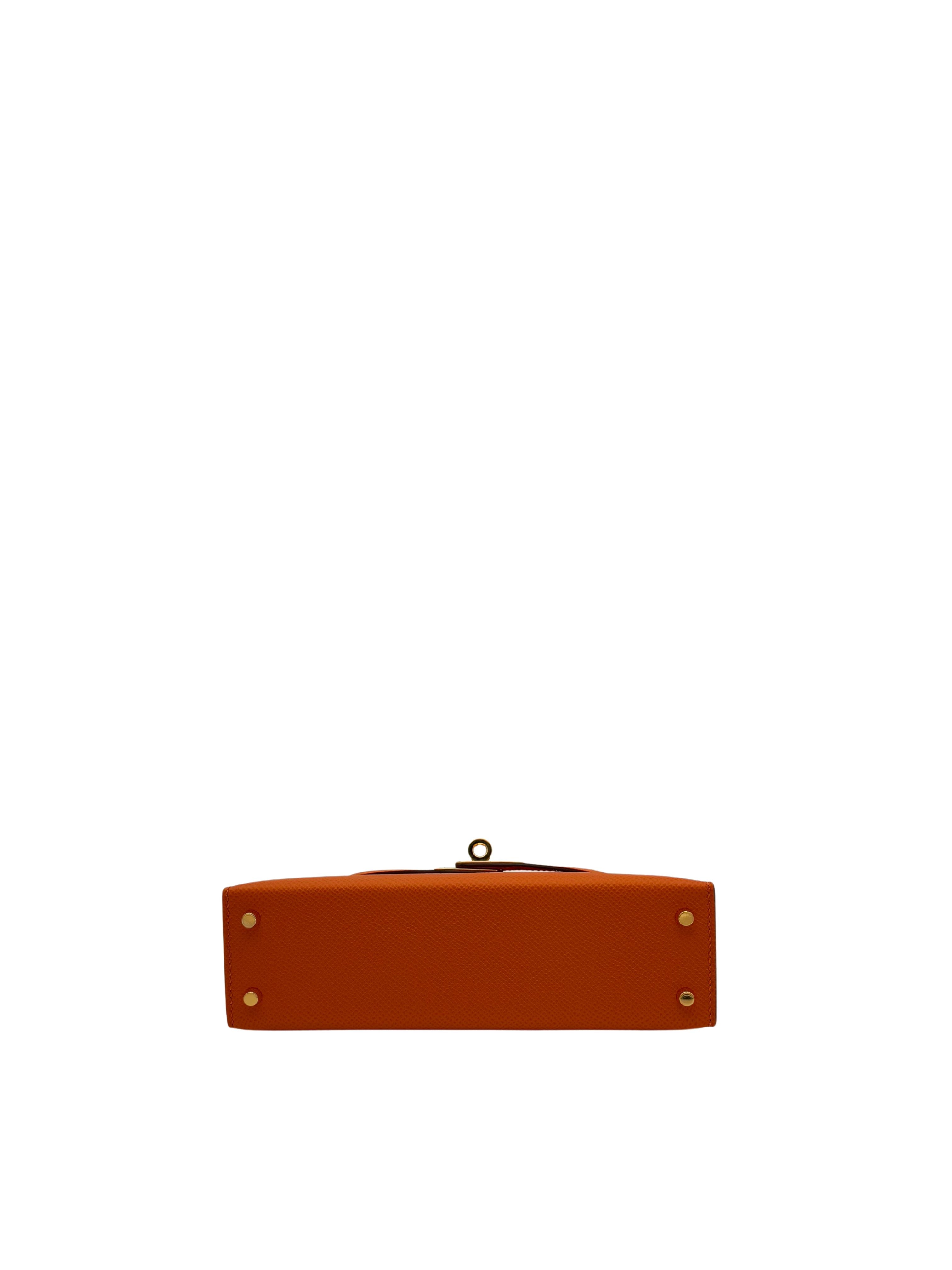 Hermès Kelly Mini Epsom Orange Gold Hardware