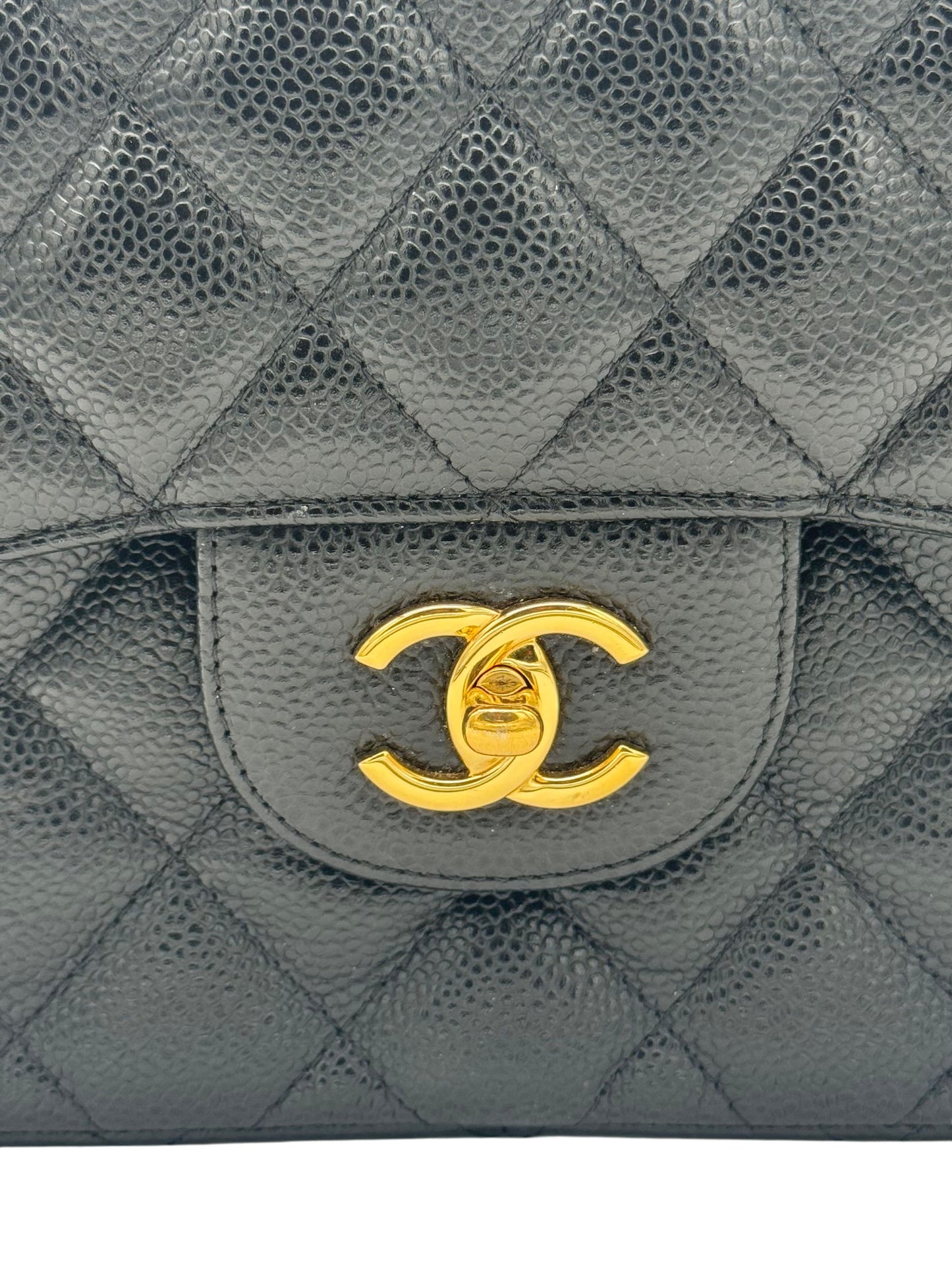 Chanel Classic Jumbo Black Caviar Leather