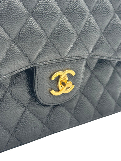 Chanel Classic Jumbo Black Caviar Leather