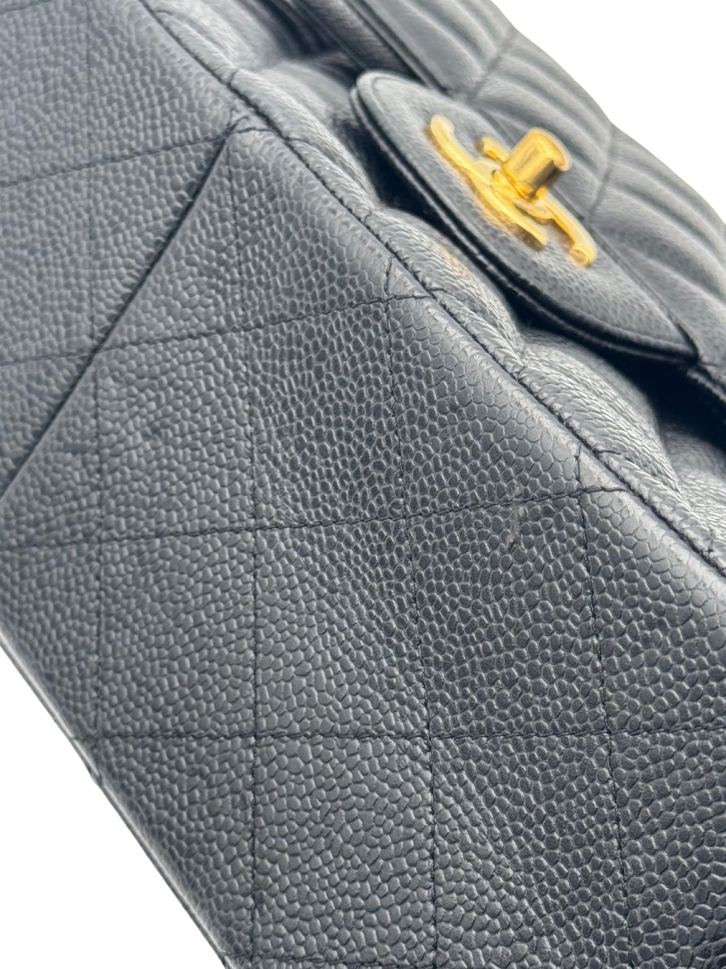 Chanel Classic Jumbo Black Caviar Leather