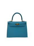 Hermès Kelly 25 Madame Blue Du Nord Gold Hardware