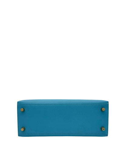 Hermès Kelly 25 Madame Blue Du Nord Gold Hardware