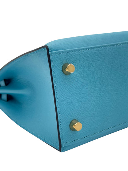 Hermès Kelly 25 Madame Blue Du Nord Gold Hardware