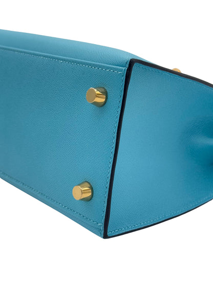 Hermès Kelly 25 Madame Blue Du Nord Gold Hardware