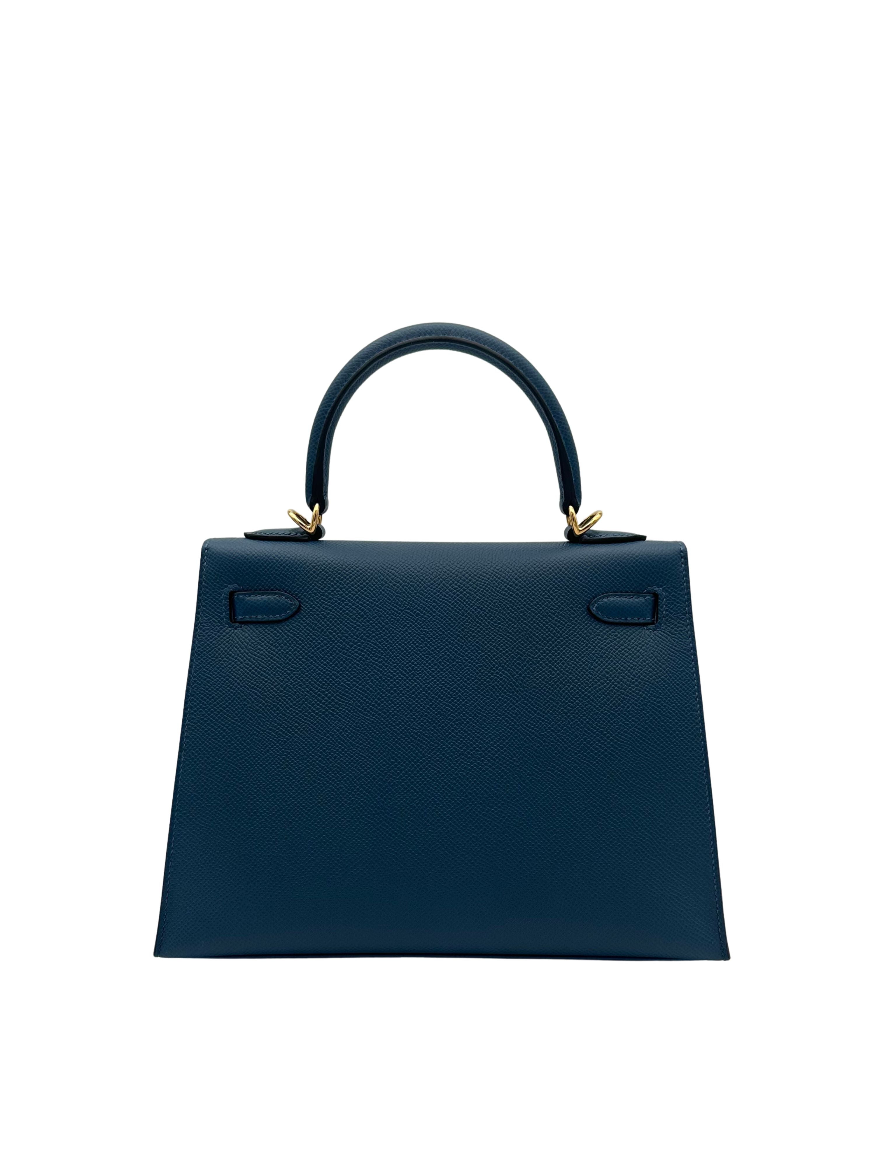 Hermès Kelly 25 Epsom Deep Blue Gold Hardware
