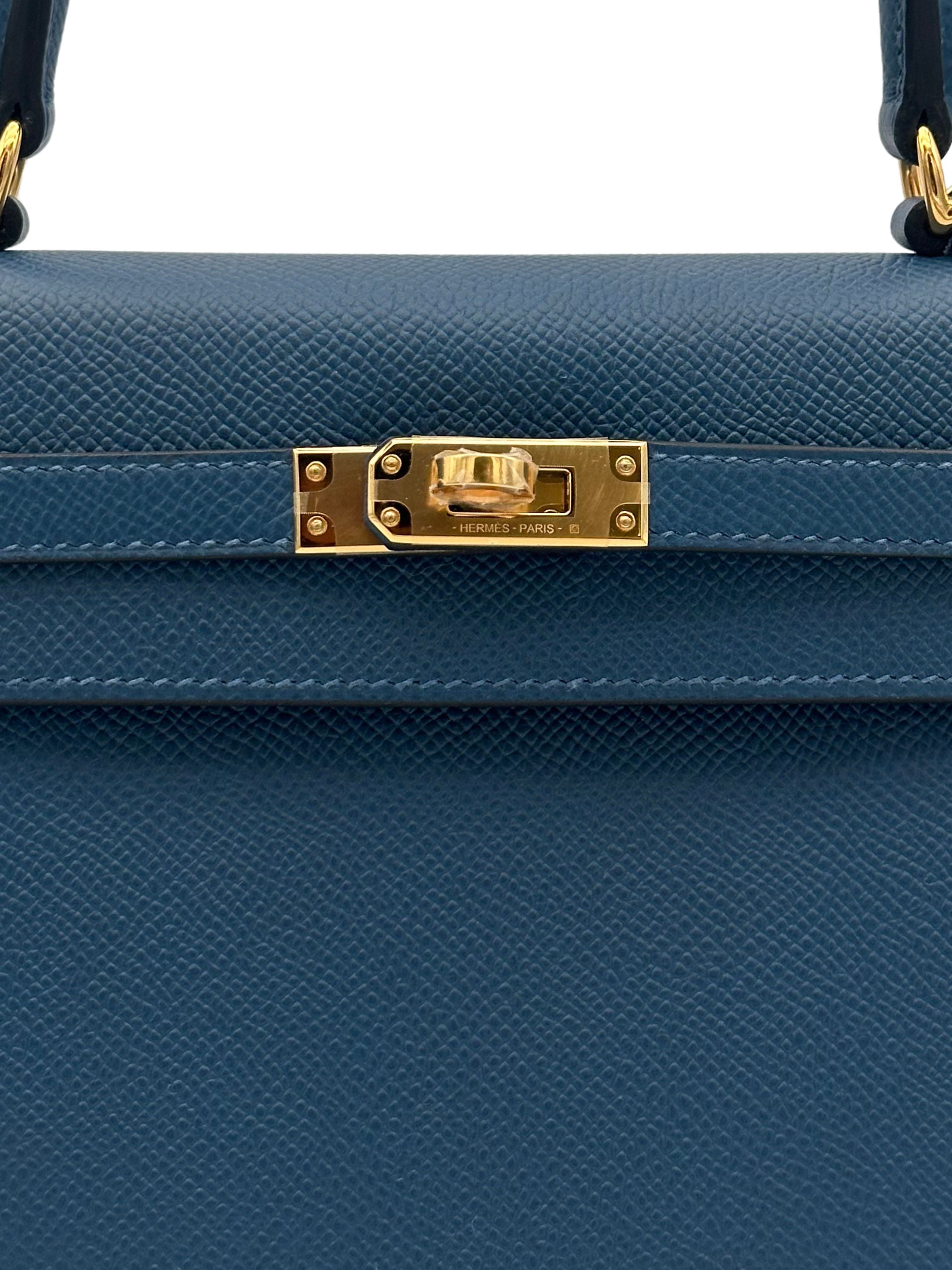 Hermès Kelly 25 Epsom Deep Blue Gold Hardware