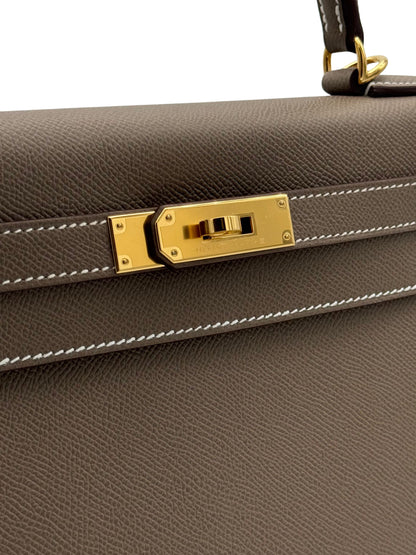 Hermès Kelly 28 Epsom Etoupe Gold Hardware