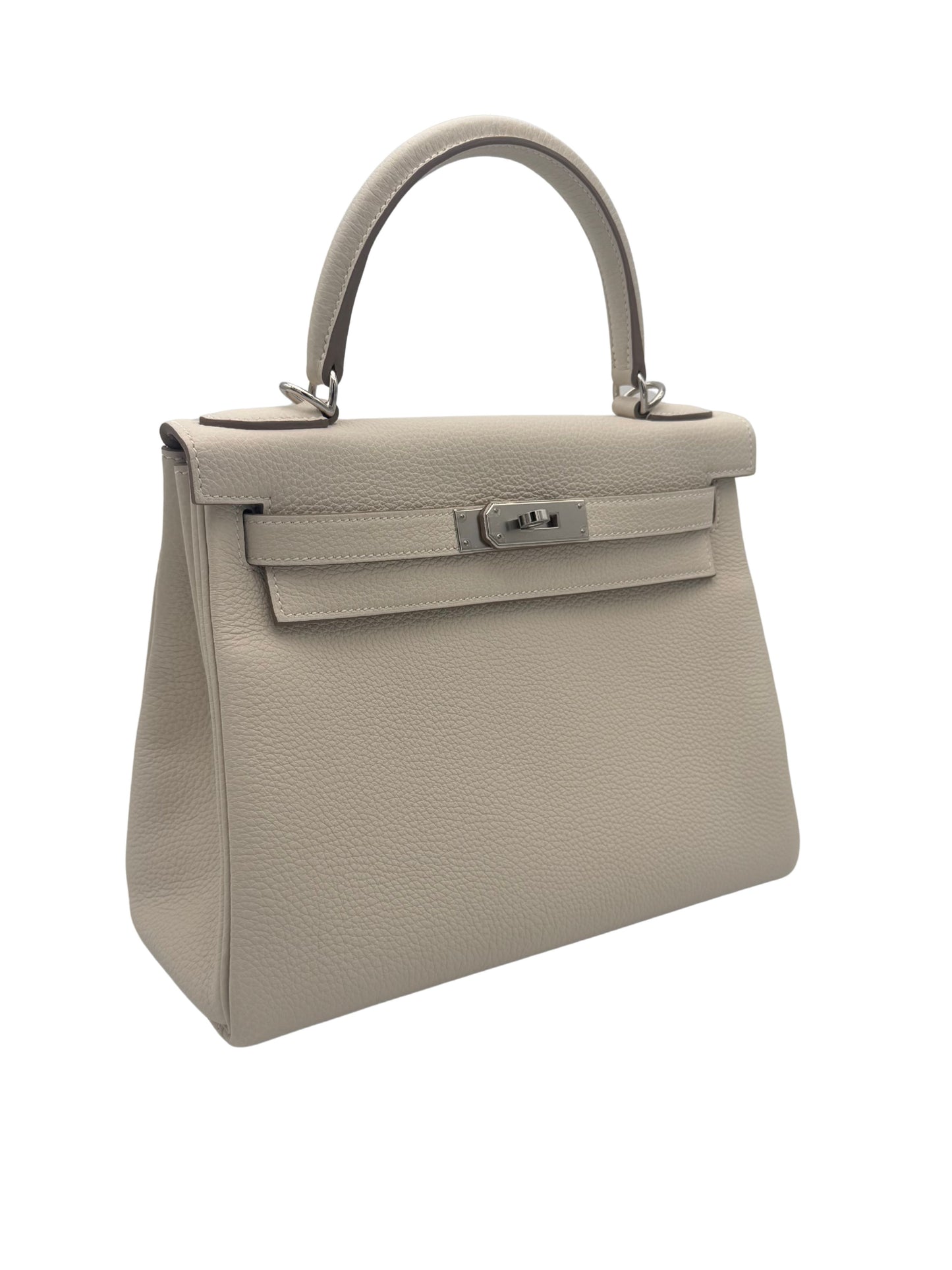 Hermès Kelly 28 Togo Craie Palladium Hardware
