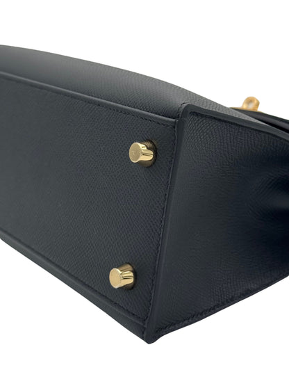 Hermès Kelly 25 Epsom Black Gold Hardware